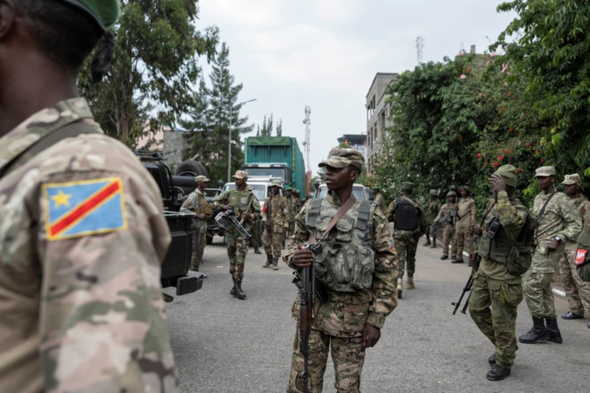 <p>M23 rebels in Goma-Gisenyi in eastern Congo on March 1, 2025. </p>
