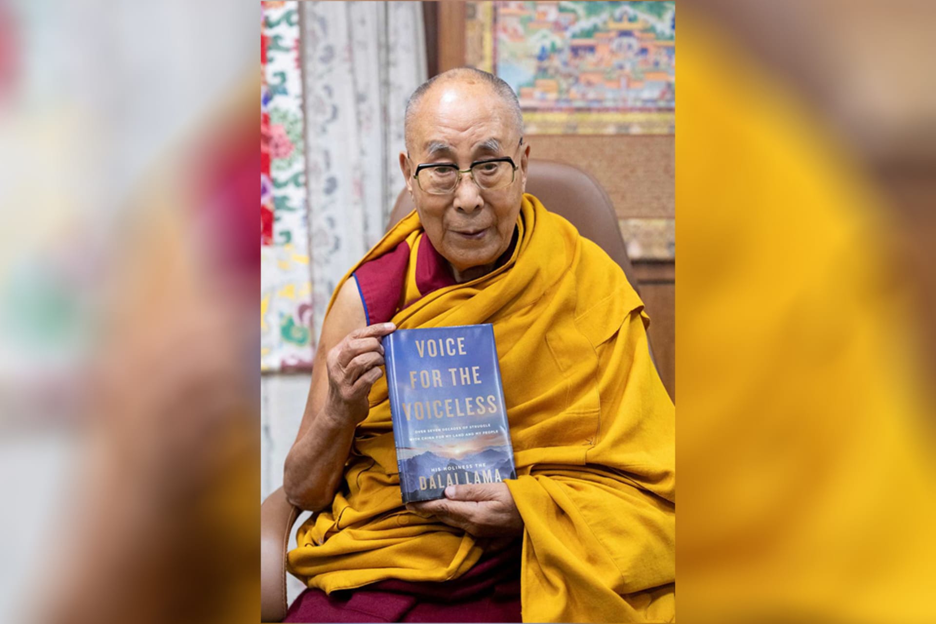 <p>The Dalai Lama poses with his new book “Voice for the Voiceless” in this photograph posted on his X account on January 24, 2025, in India.</p>
