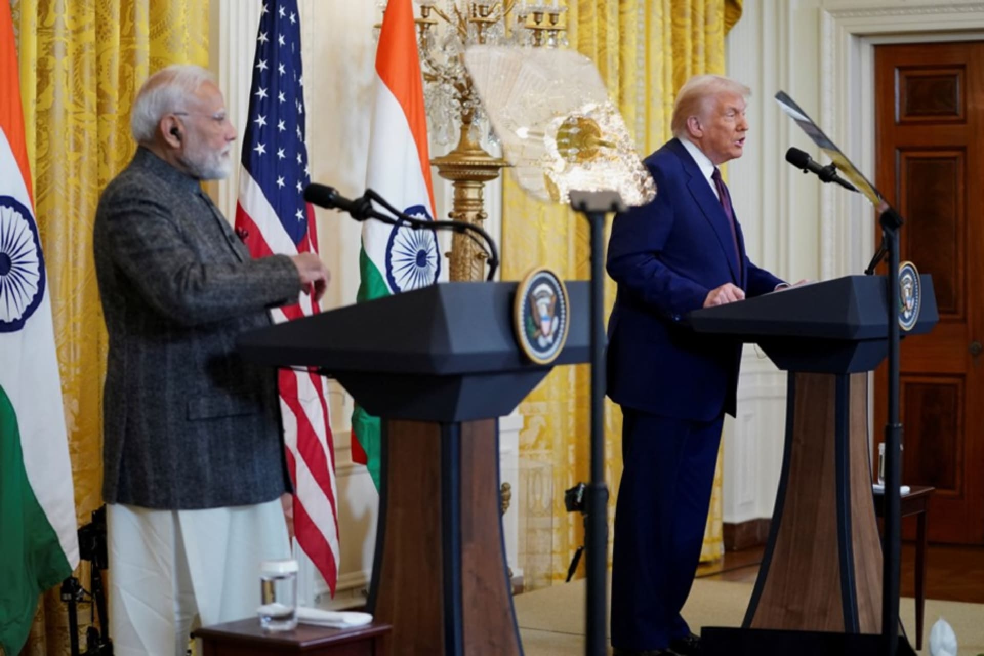 <p>President Donald Trump and Indian Prime Minister Narendra Modi address members of the press after their joint meeting on February 13, 2025.</p>
