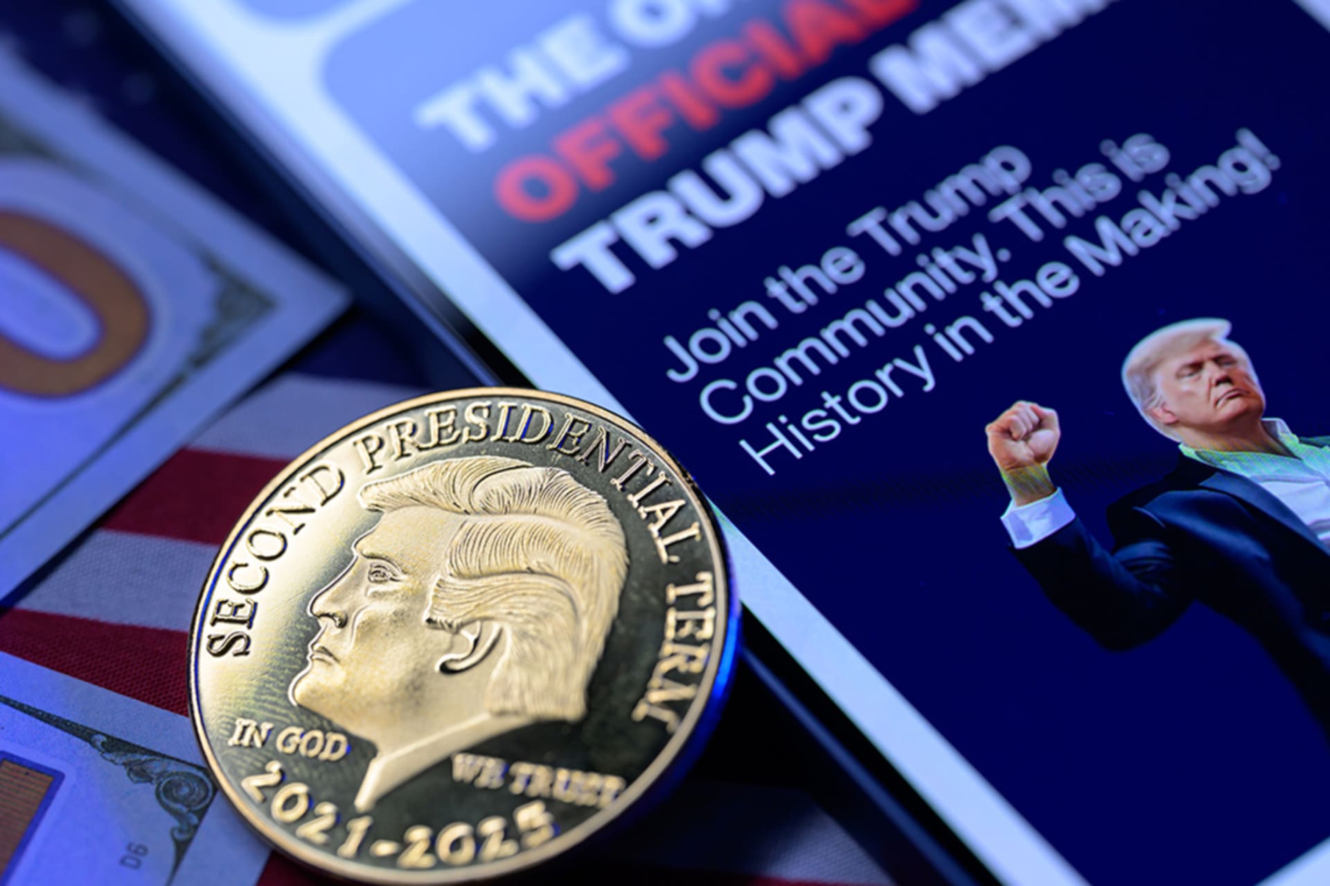 <p>A photo illustration shows representation of the $Trump meme coin in Brussels, Belgium.</p>
