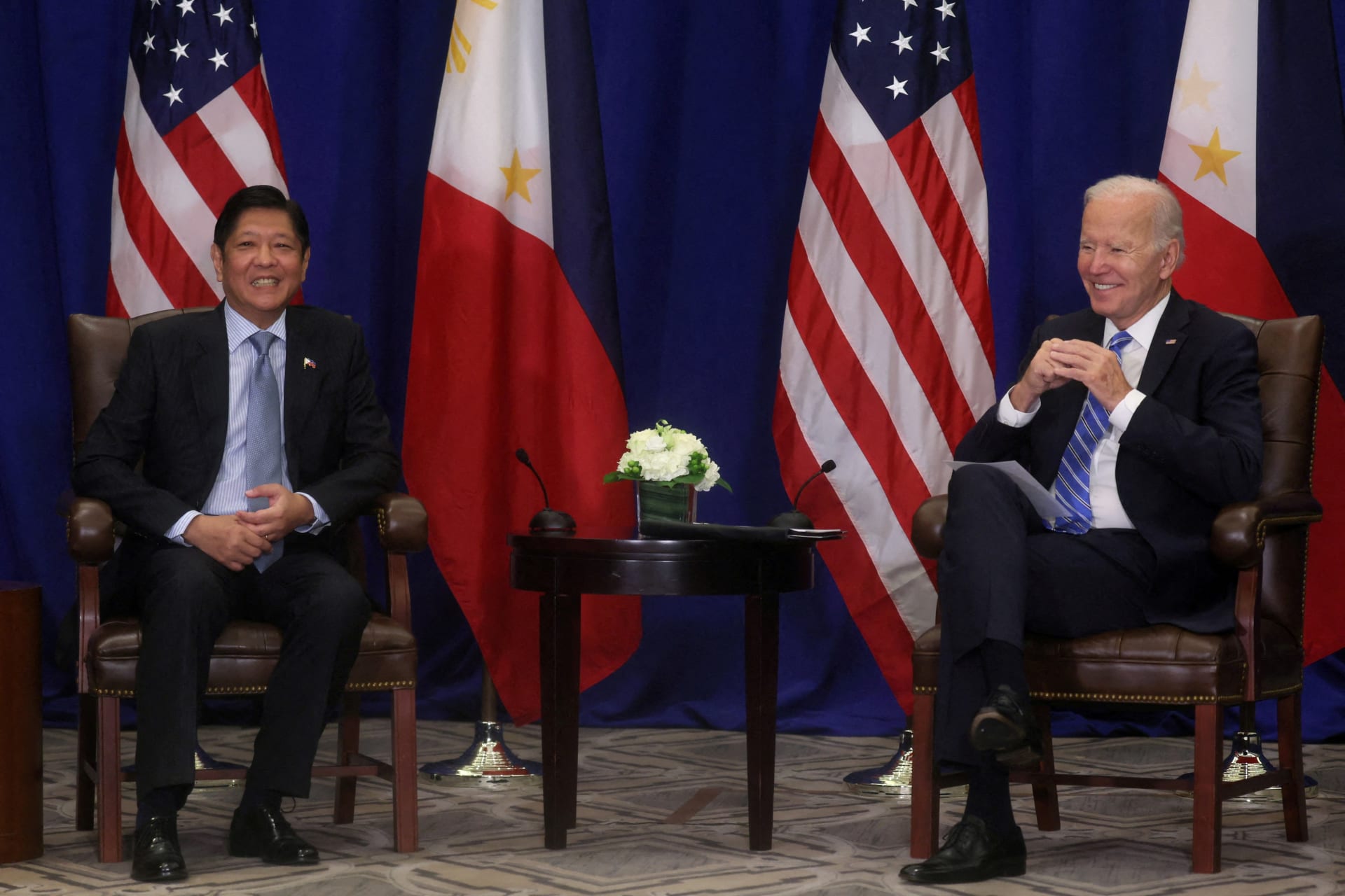 <p>U.S. President Joe Biden takes part in a bilateral meeting with Philippines President Ferdinand Marcos, Jr. in New York on September 22, 2022.</p>
