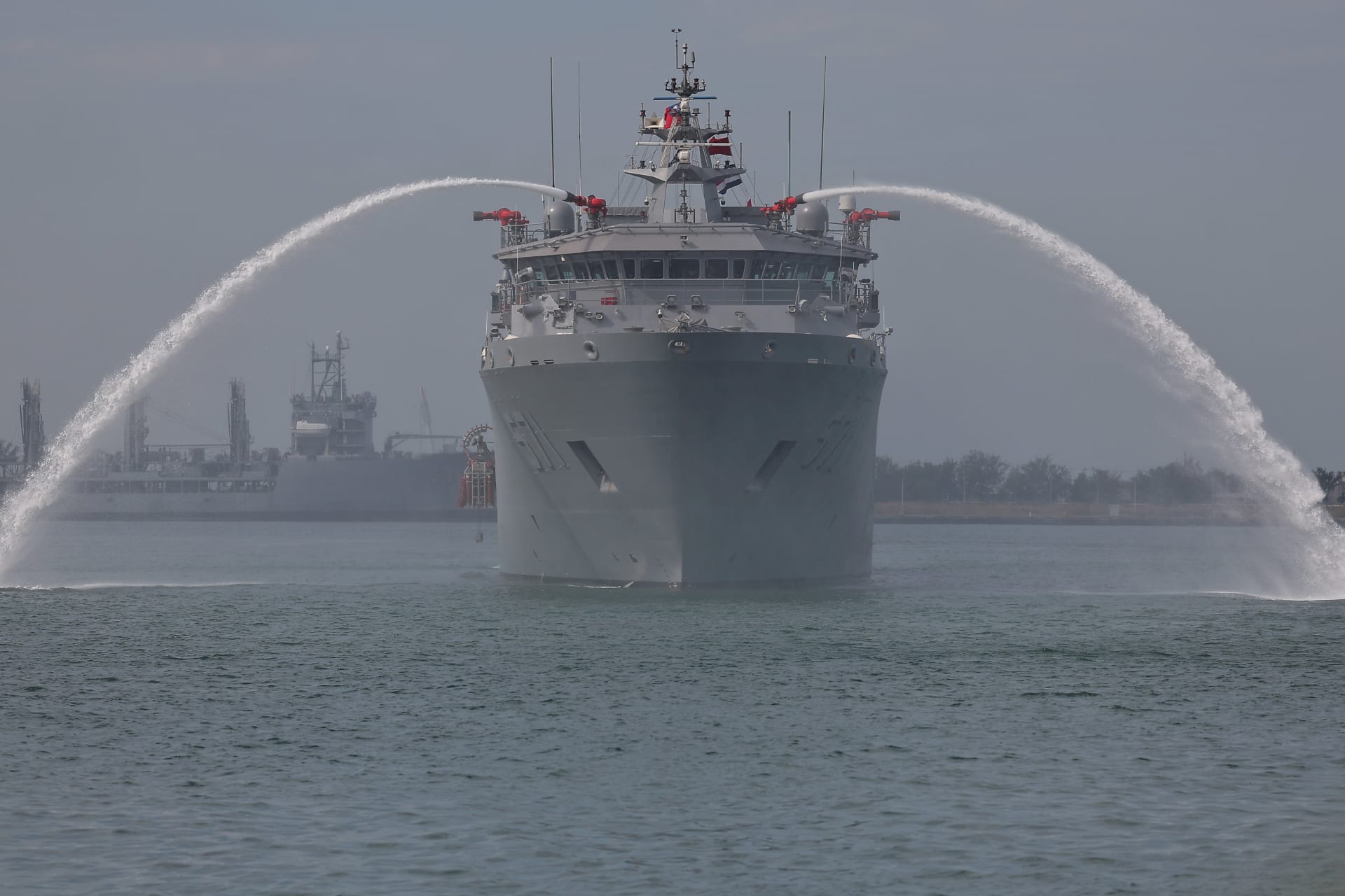 <p>A Da Wu-class rescue-and-salvage ship sails as the Taiwan military demonstrates combat readiness as part of an annual exercise in Kaohsiung, Taiwan, January 9, 2025.  </p>
