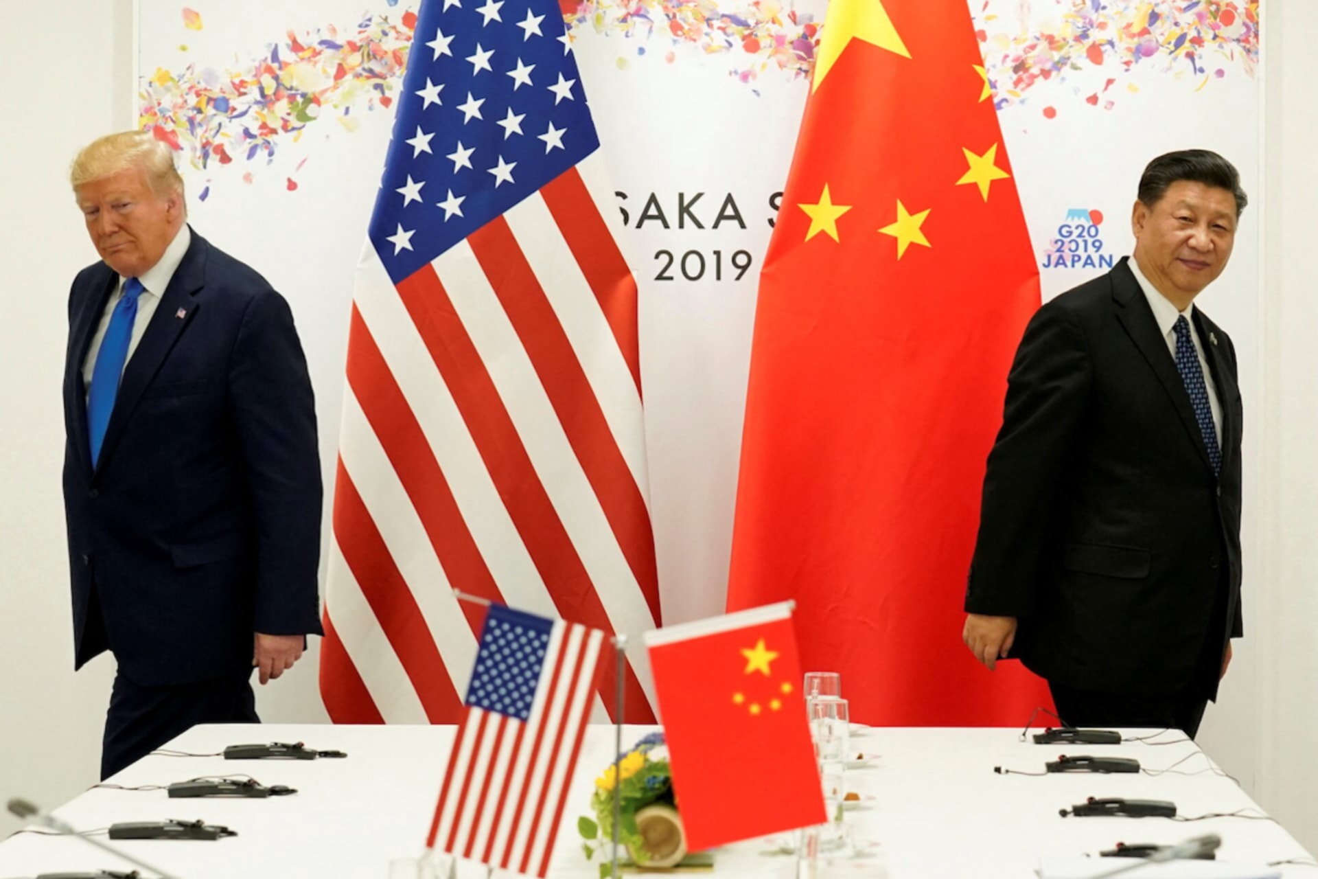 <p>Then U.S. President Donald Trump attends a bilateral meeting with Chinese leader Xi Jinping during the G20 leaders summit in Osaka, Japan.</p>
