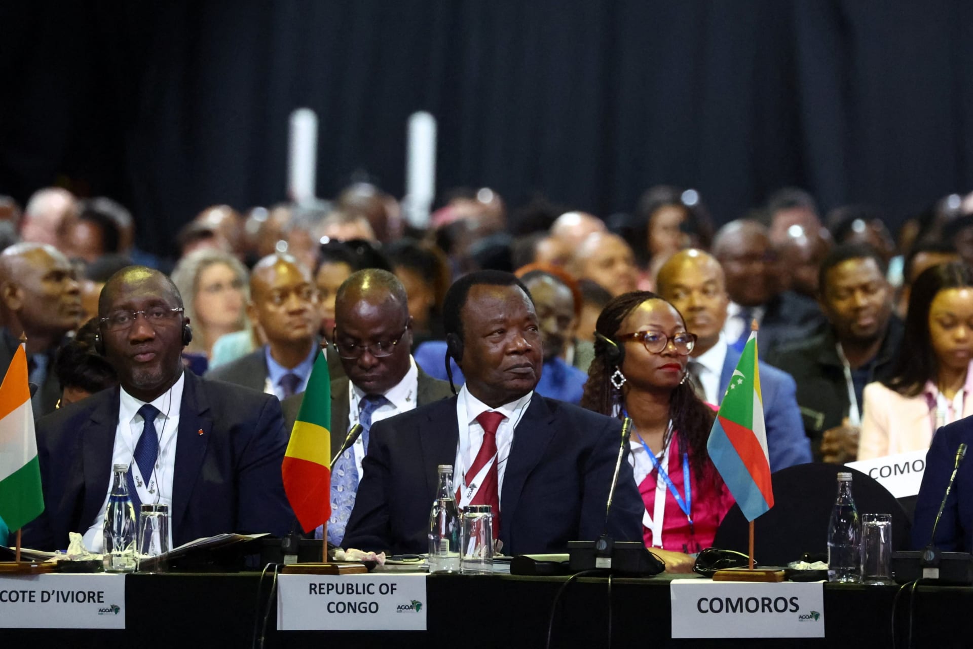 <p>Delegates attend the opening of the U.S.-sub-Saharan Africa trade forum to discuss the future of the African Growth and Opportunity Act (AGOA), at the NASREC conference center in Johannesburg, South Africa, November 3, 2023.</p>

