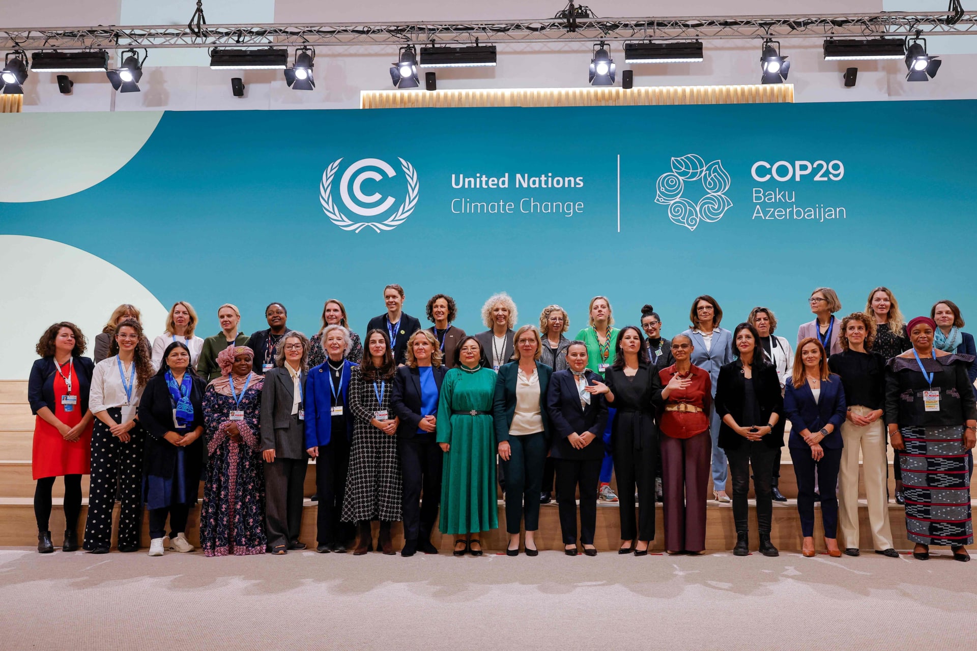 <p>Women ministers, negotiators and delegates attend the Gender Day event at the COP29 United Nations climate change conference, in Baku, Azerbaijan November 21, 2024. </p>

