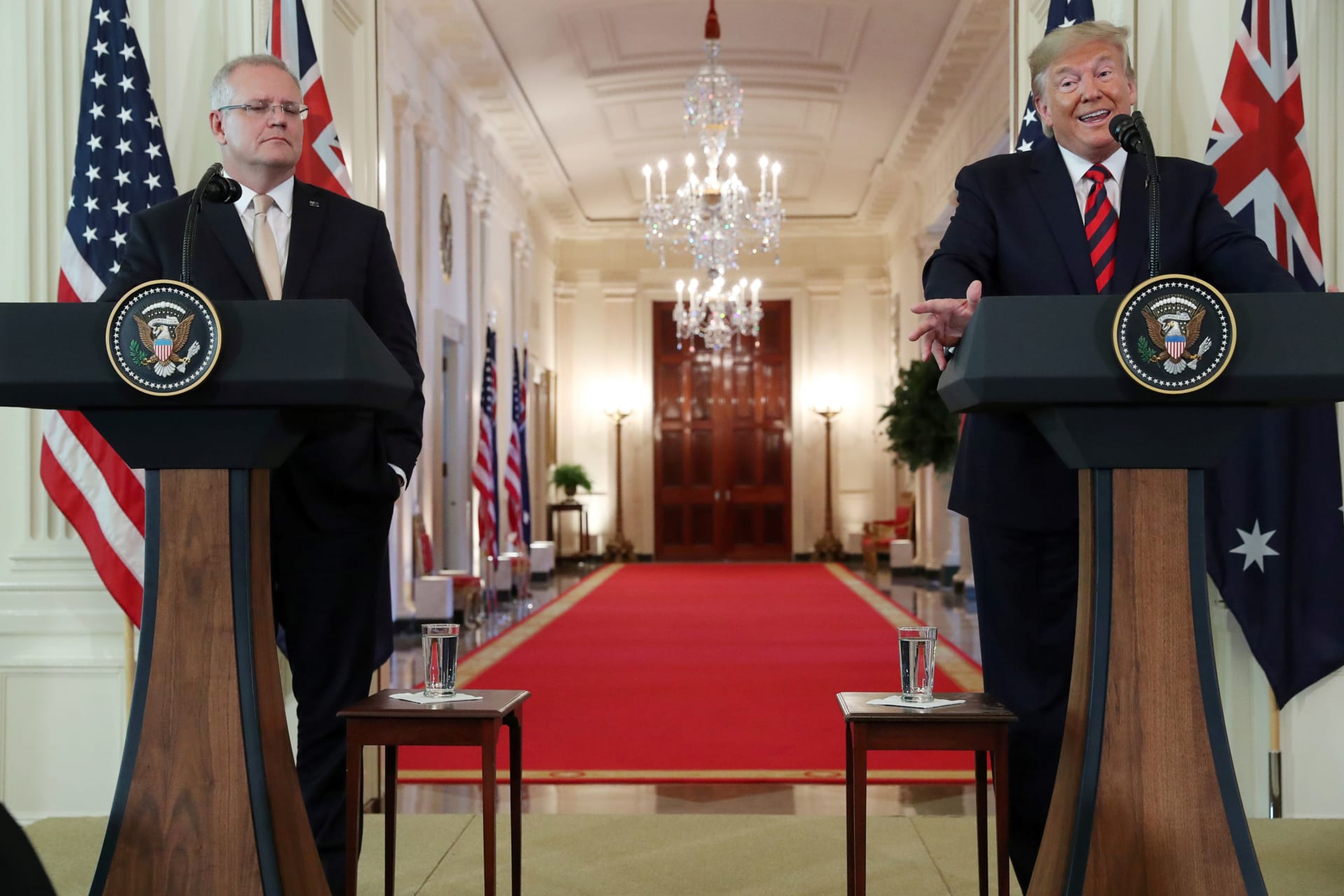 <p>U.S. President Donald Trump speaks during a joint news conference with Australia’s Prime Minister Scott Morrison in the White House in Washington on September 20, 2019. </p>

