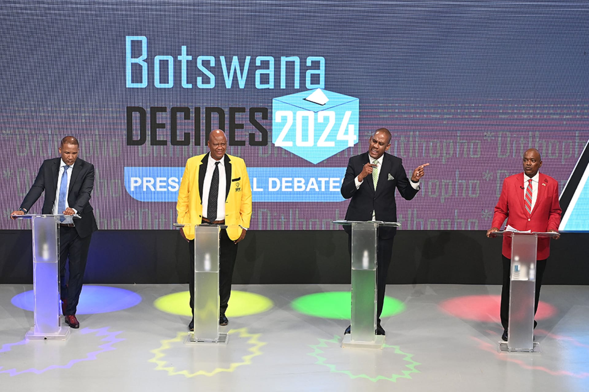 <p>Candidates take part in the Presidential debate ahead of Botswana’s general election, in Gaborone, Botswana on October 24, 2024. </p>
