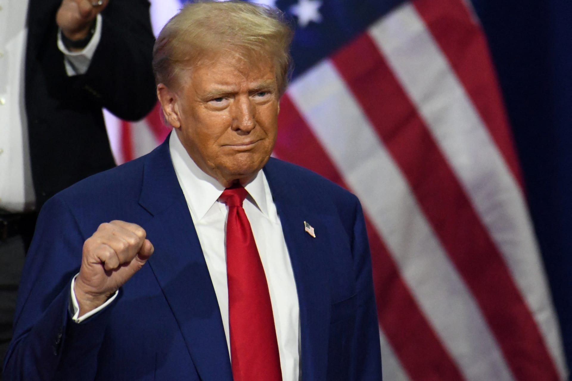 <p>Republican presidential nominee former U.S. President Donald Trump appears at a town hall campaign event in Oaks, Pennsylvania.</p>
