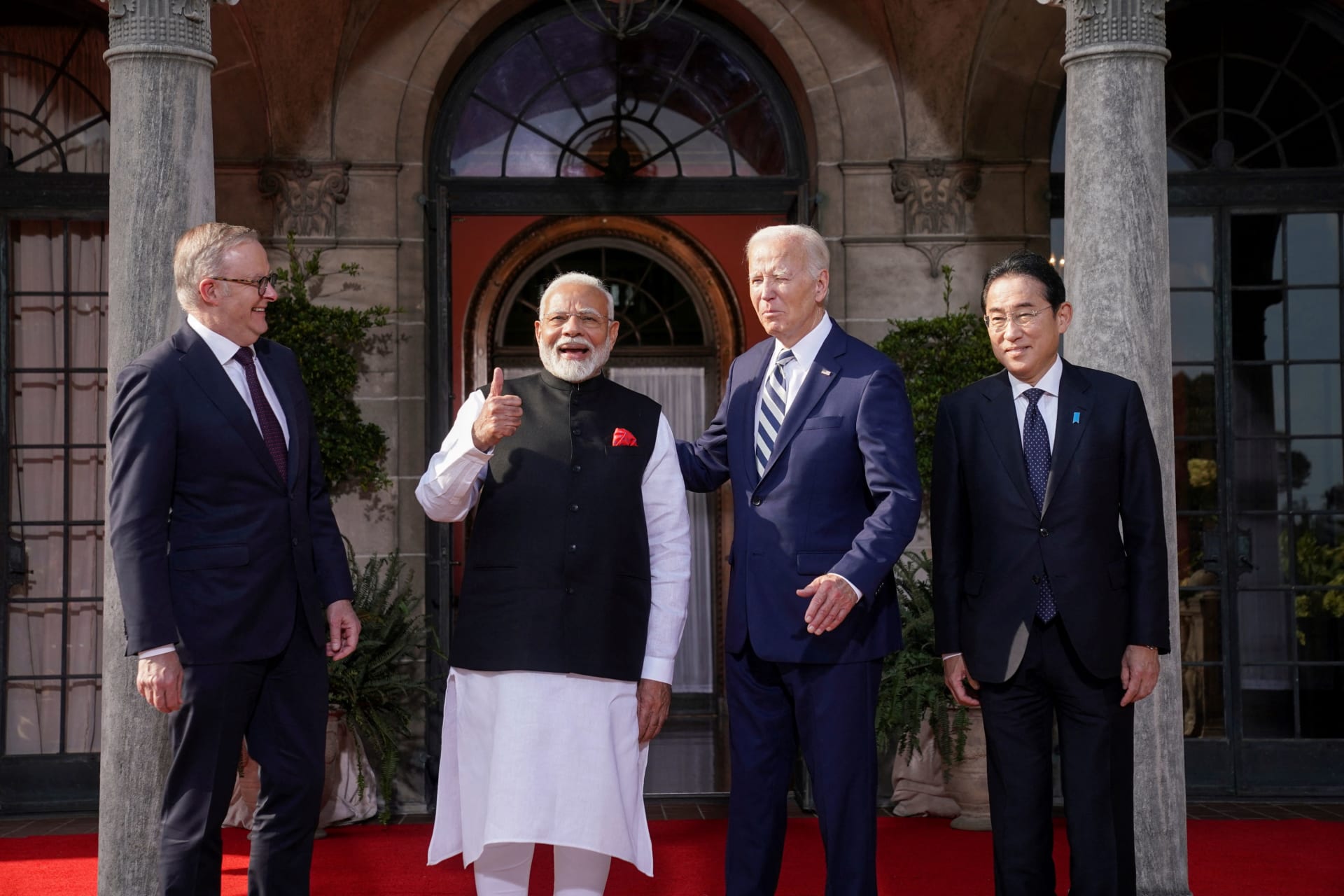 <p>U.S. President Joe Biden, Japan’s Prime Minister Fumio Kishida, Australia’s Prime Minister Anthony Albanese and India’s Prime Minister Narendra Modi take part in a Quad leaders summit family photo</p>
