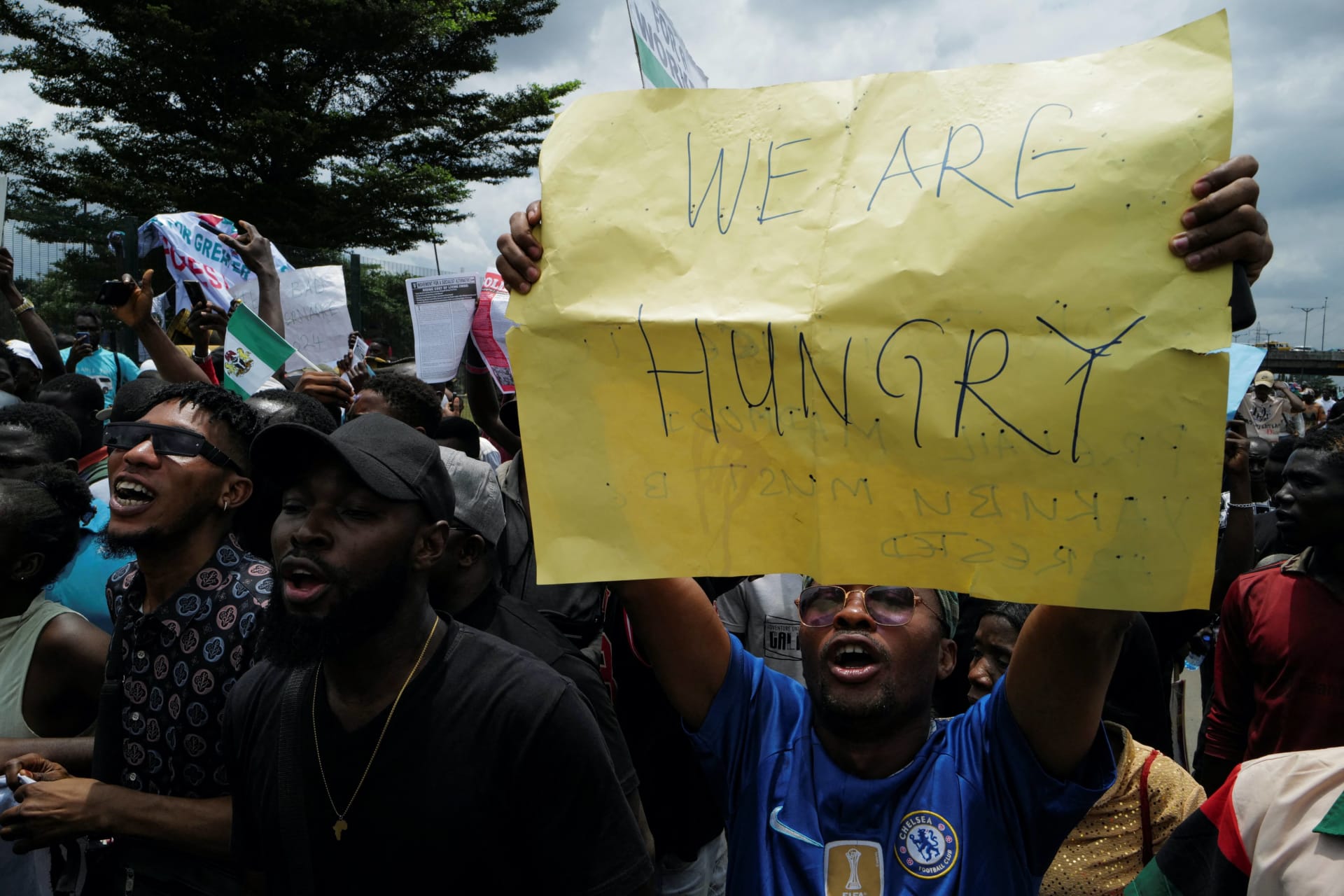 <p>People join a third day of anti-government demonstrations against bad governance and economic hardship in Lagos, Nigeria on August 3, 2024. </p>
