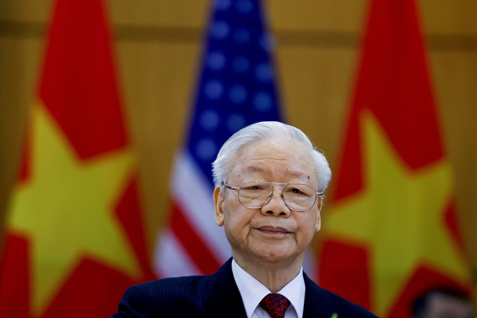 <p> Vietnam’s Communist Party General Secretary Nguyen Phu Trong attends a joint statement with U.S. President Joe Biden at the Communist Party of Vietnam Headquarters in Hanoi, Vietnam, on September 10, 2023. </p>
