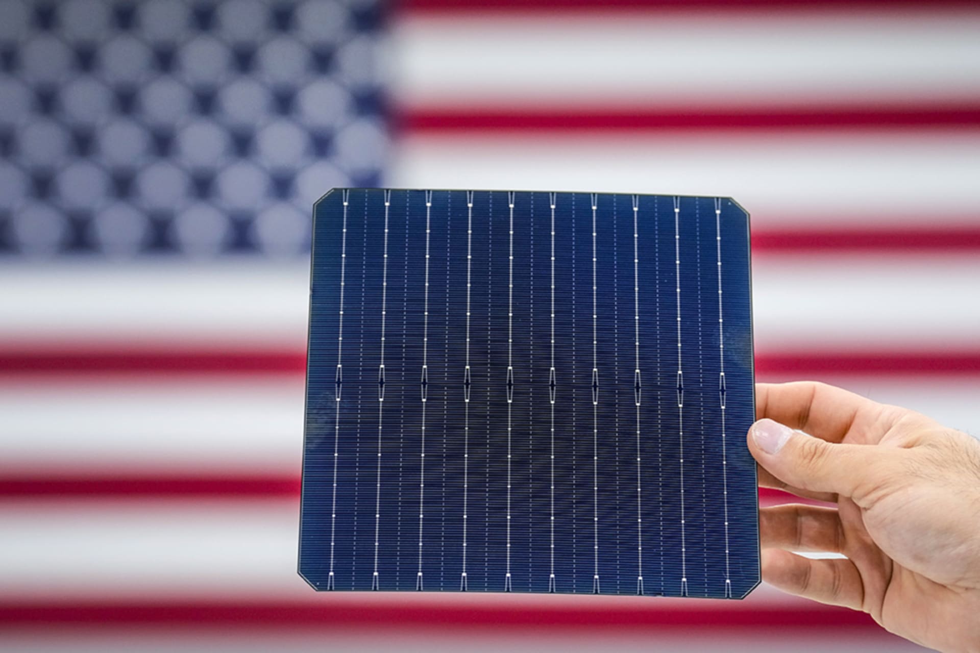 <p>A photovoltaic cell is shown at Elin Energys solar panel manufacturing facility.</p>

