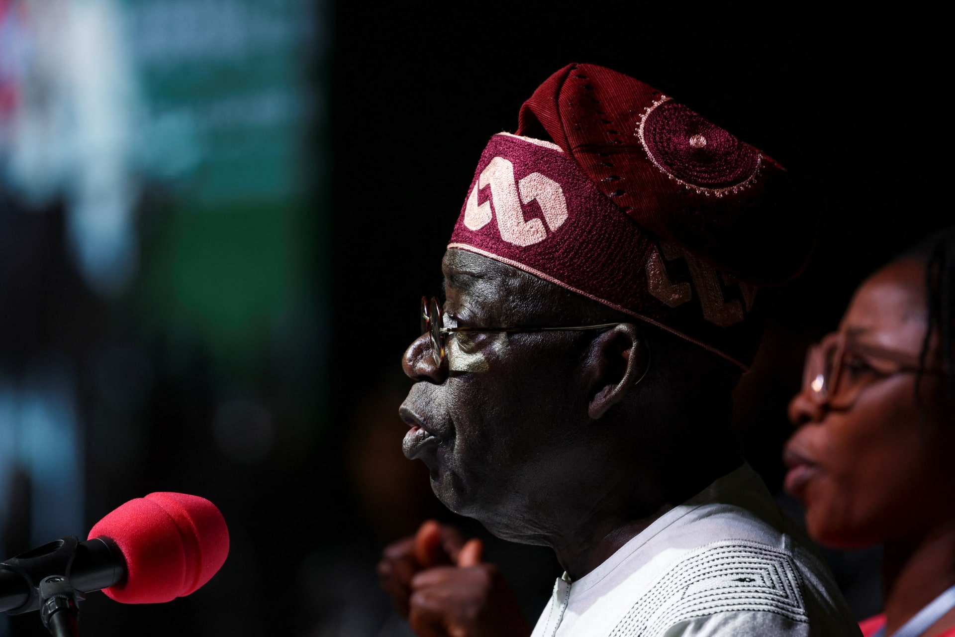 <p>Nigerian President Bola Tinubu speaks at the National Collation Centre in Abuja, Nigeria on March 1, 2023.</p>
