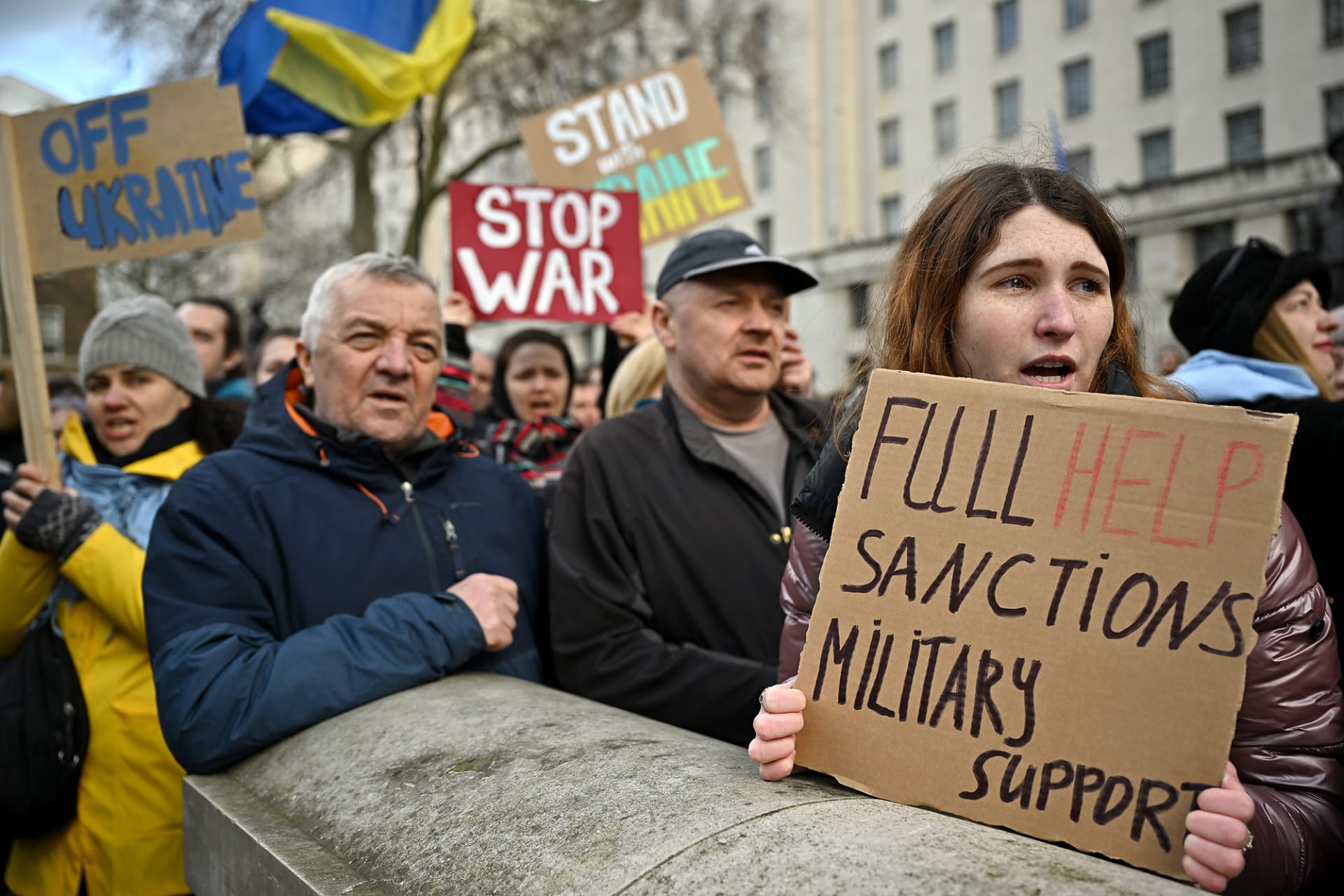 <p>Ukrainians in London demonstrate against Russia’s invasion, in February 2022.</p>
