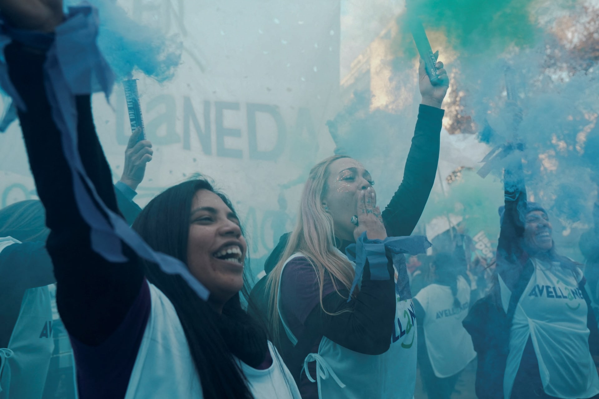 <p>Women take part in a protest against violence towards women on the 9th anniversary of the “Ni Una Menos” movement, outside the National Congress, in Buenos Aires, Argentina June 3, 2024.</p>
