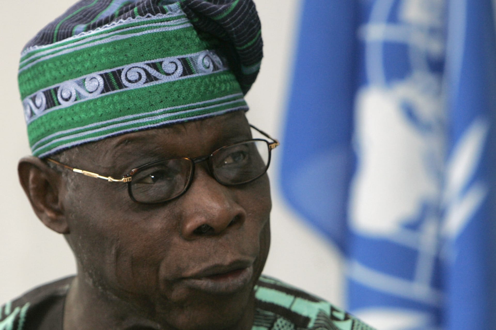 <p>Nigeria’s former president Olusegun Obasanjo speaks during the official opening of peace talks between the Congolese government and the eastern Congolese rebel group of General Laurent Nkunda at the U.N. headquarters in Nairob in 2008.</p>
