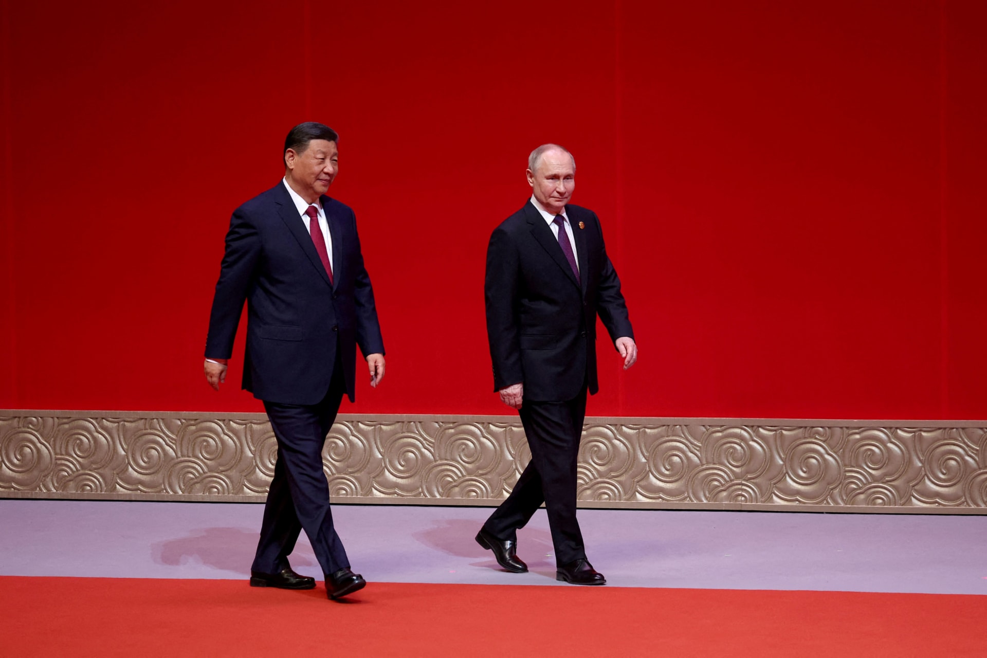 <p>Russian President Vladimir Putin and Chinese President Xi Jinping attend the gala event celebrating 75th anniversary of China-Russia relations in Beijing, China, on May 16, 2024.</p>
