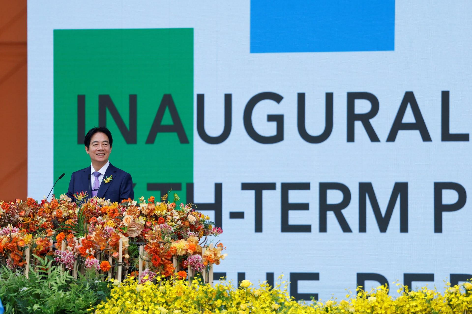 <p>Taiwan’s new President Lai Ching-te delivers his inaugural speech in Taipei, Taiwan on May 20, 2024.</p>
