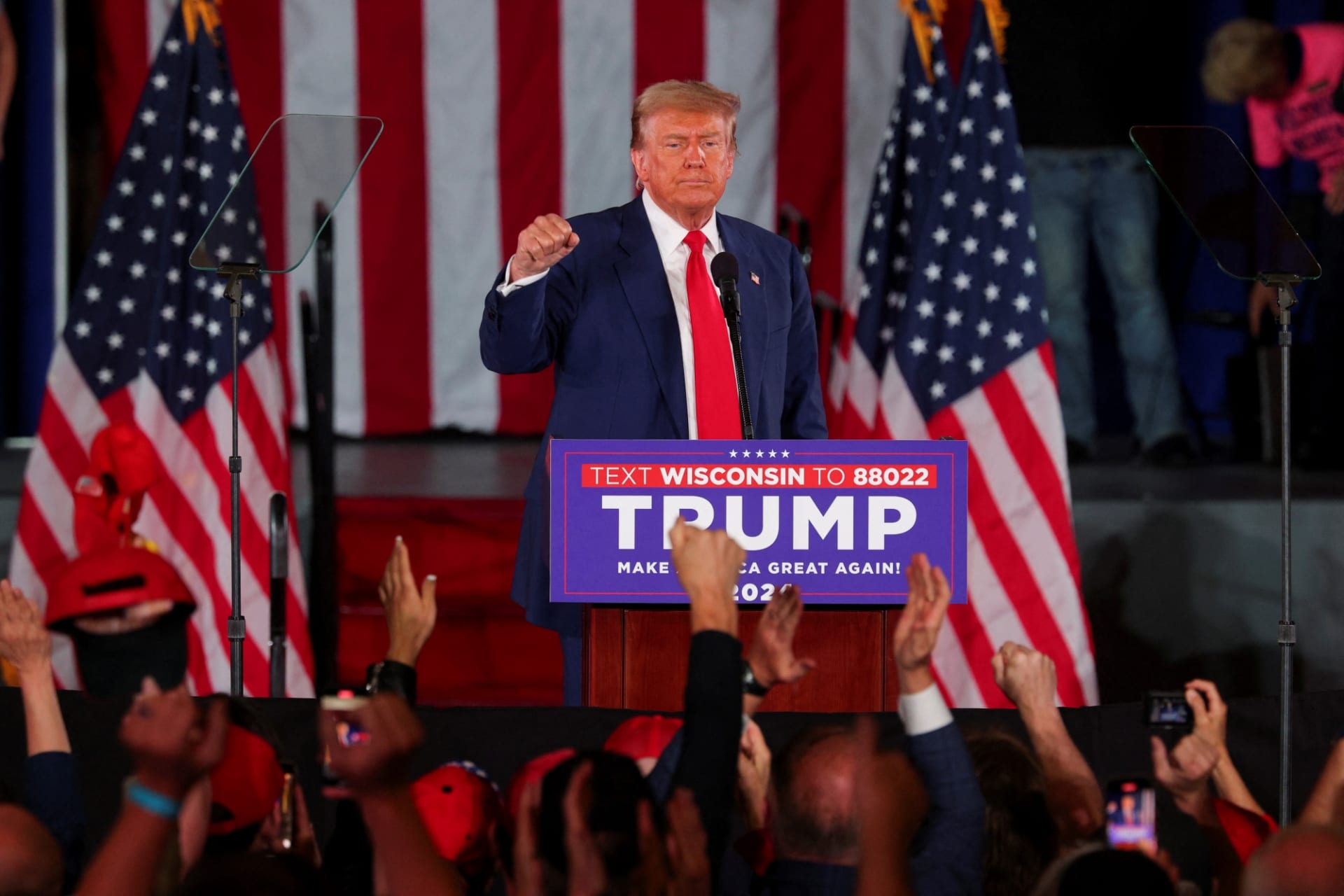 <p>Donald Trump at a rally in Waukesha, Wisconsin, on May 1, 2024.</p>
