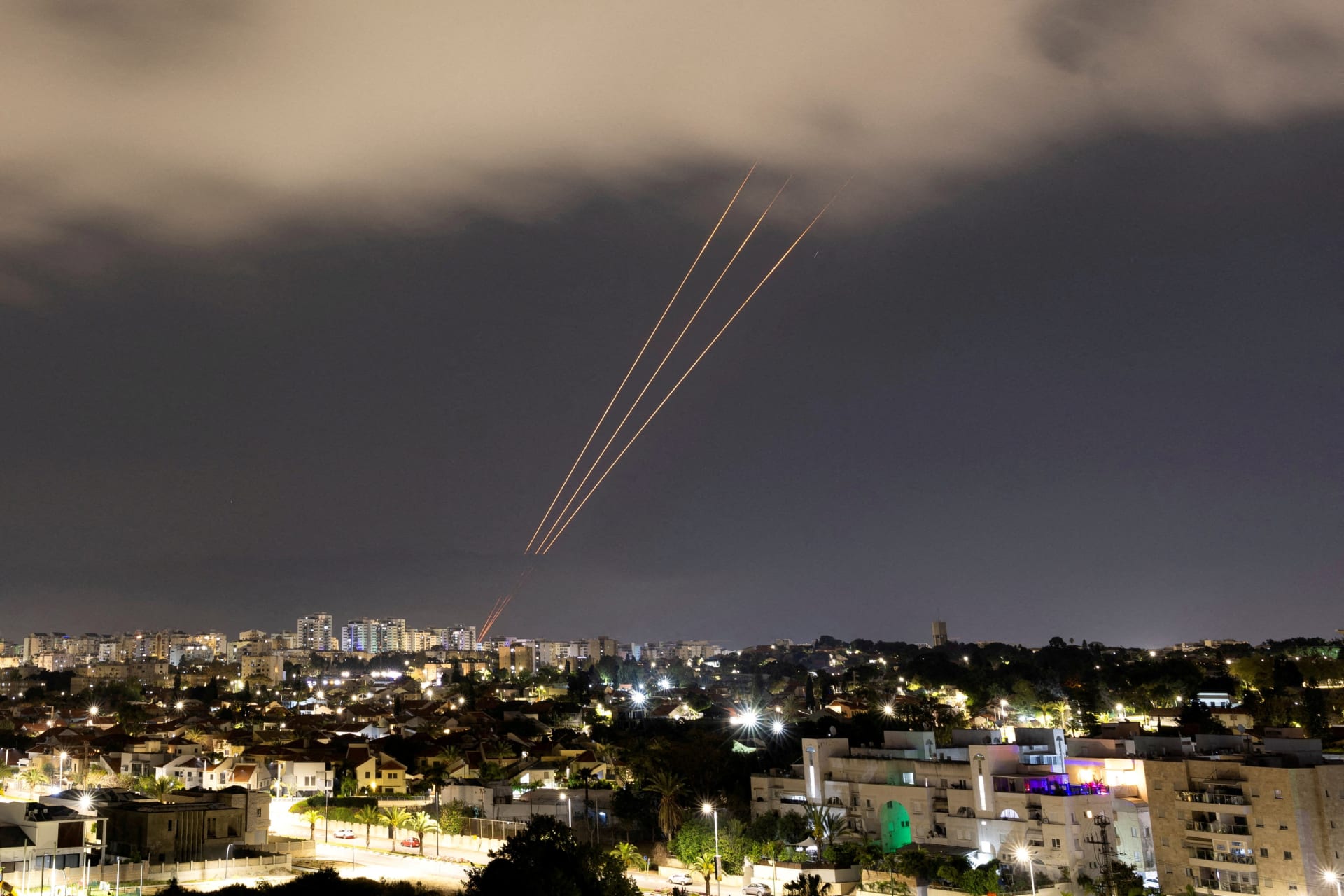 <p>An anti-missile system operates after Iran launched drones and missiles towards Israel, as seen from Ashkelon, Israel on April 14, 2024.</p>
