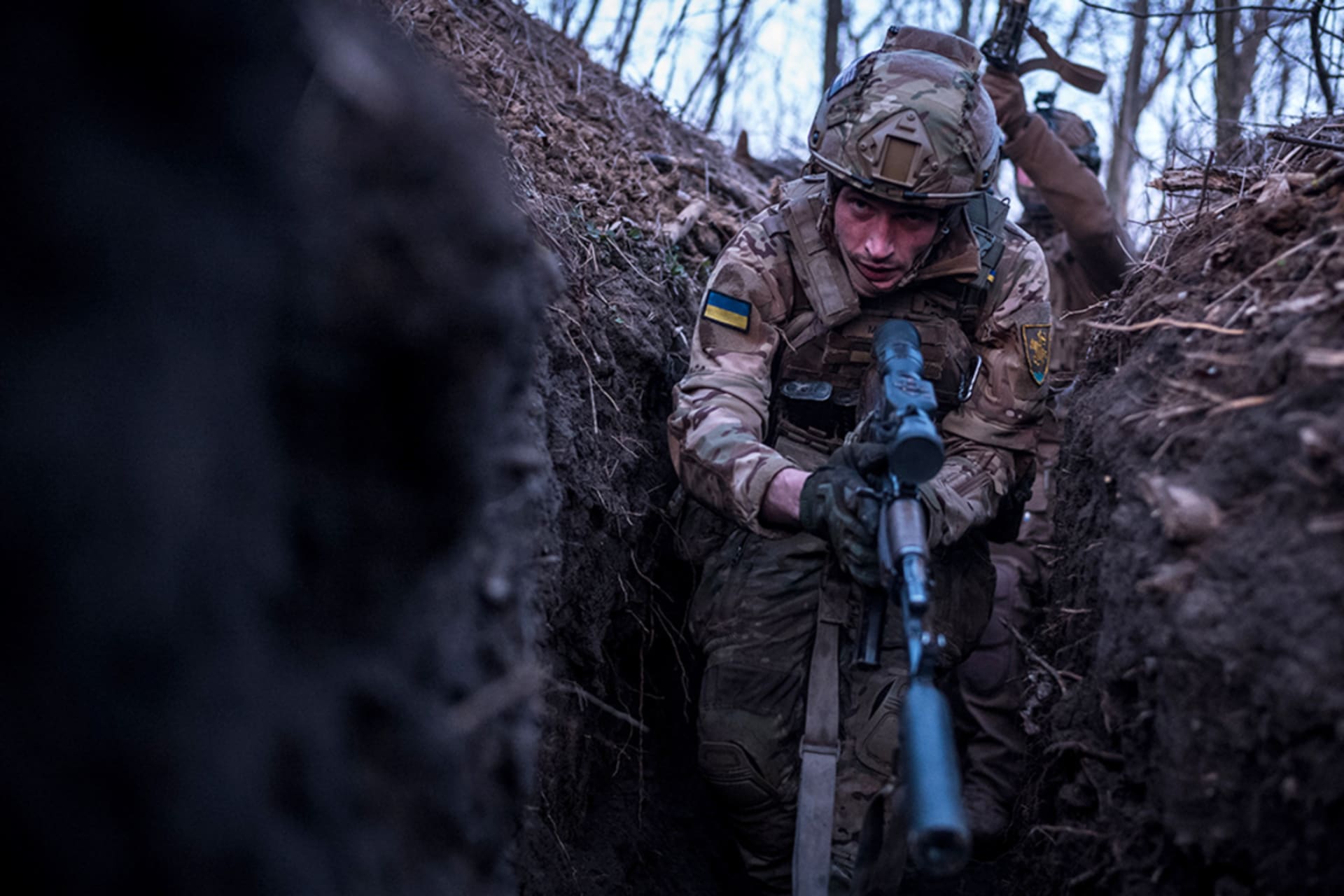 <p>Ukrainian snipers take part in trench-warfare training in Donetsk Oblast, Ukraine, in March 2024. </p>
