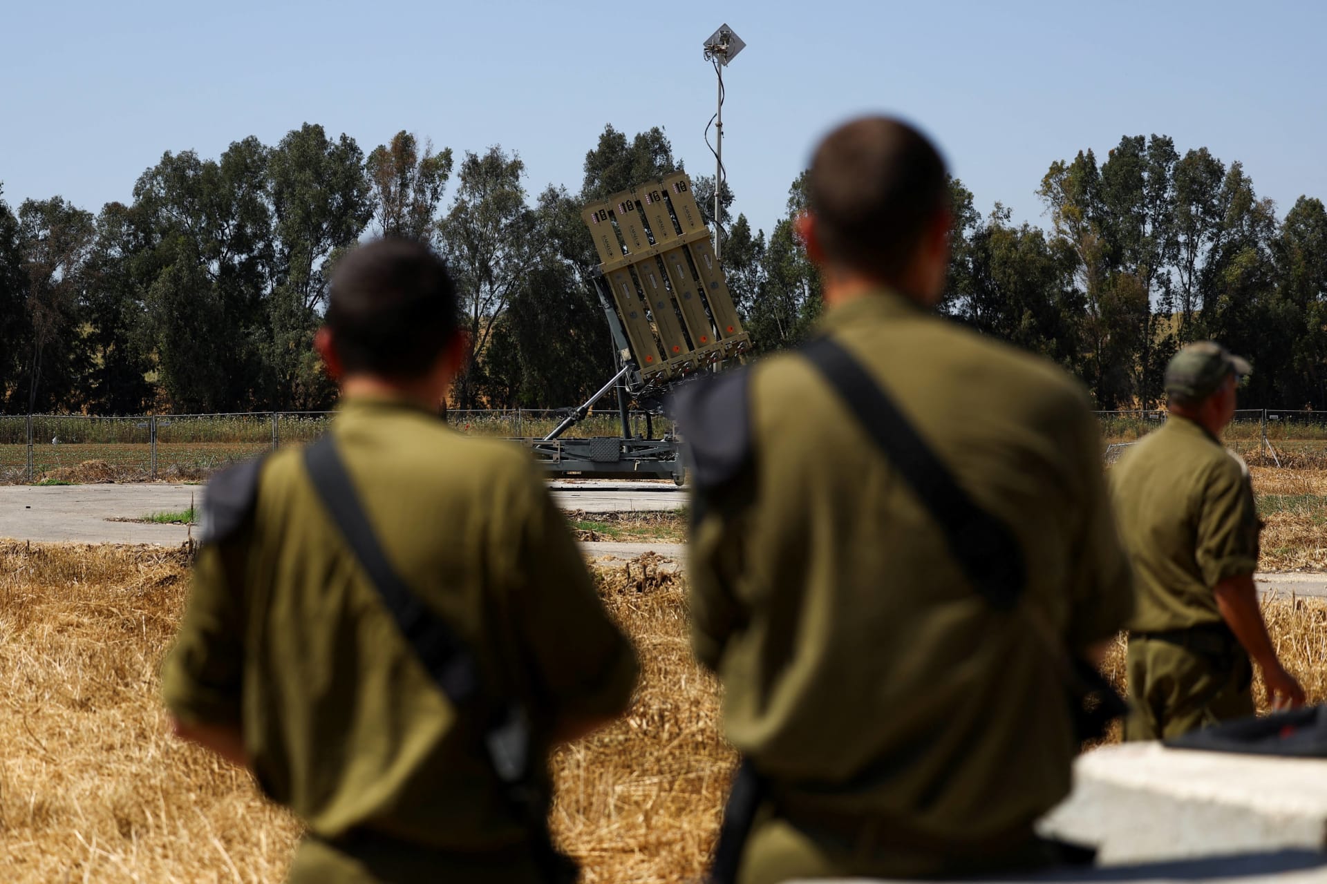<p>A view of an Iron Dome anti-missile battery, near Ashkelon, in southern Israel on April 17, 2024. </p>