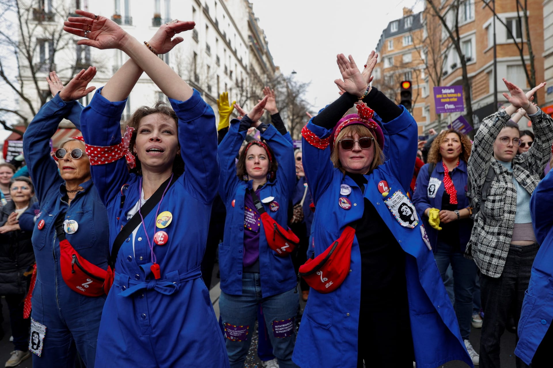 <p>Women take part in a demonstration to call for gender equality and demand an end to violence against women to mark International Women’s Day in Paris, France, March 8, 2024.</p>

