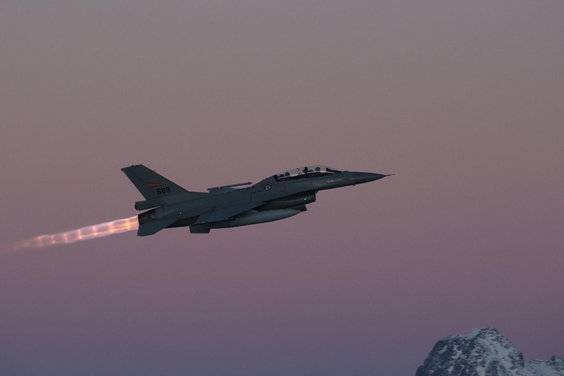 <p>A U.S.-made F-16 aircraft takes off from Bodø airport, Norway.</p>
