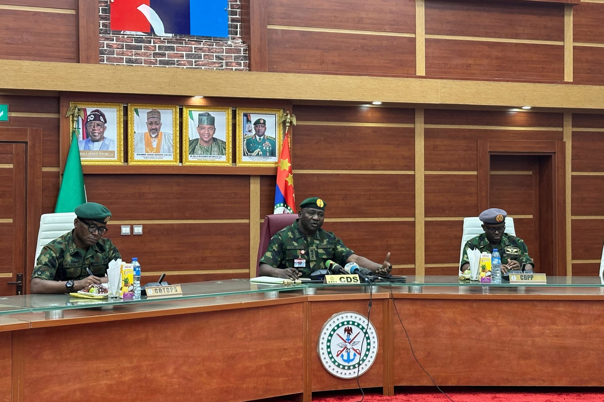 <p>Nigeria’s defense chief General Christopher Musa speaks during a media briefing in Abuja, Nigeria on February 20, 2024.</p>
