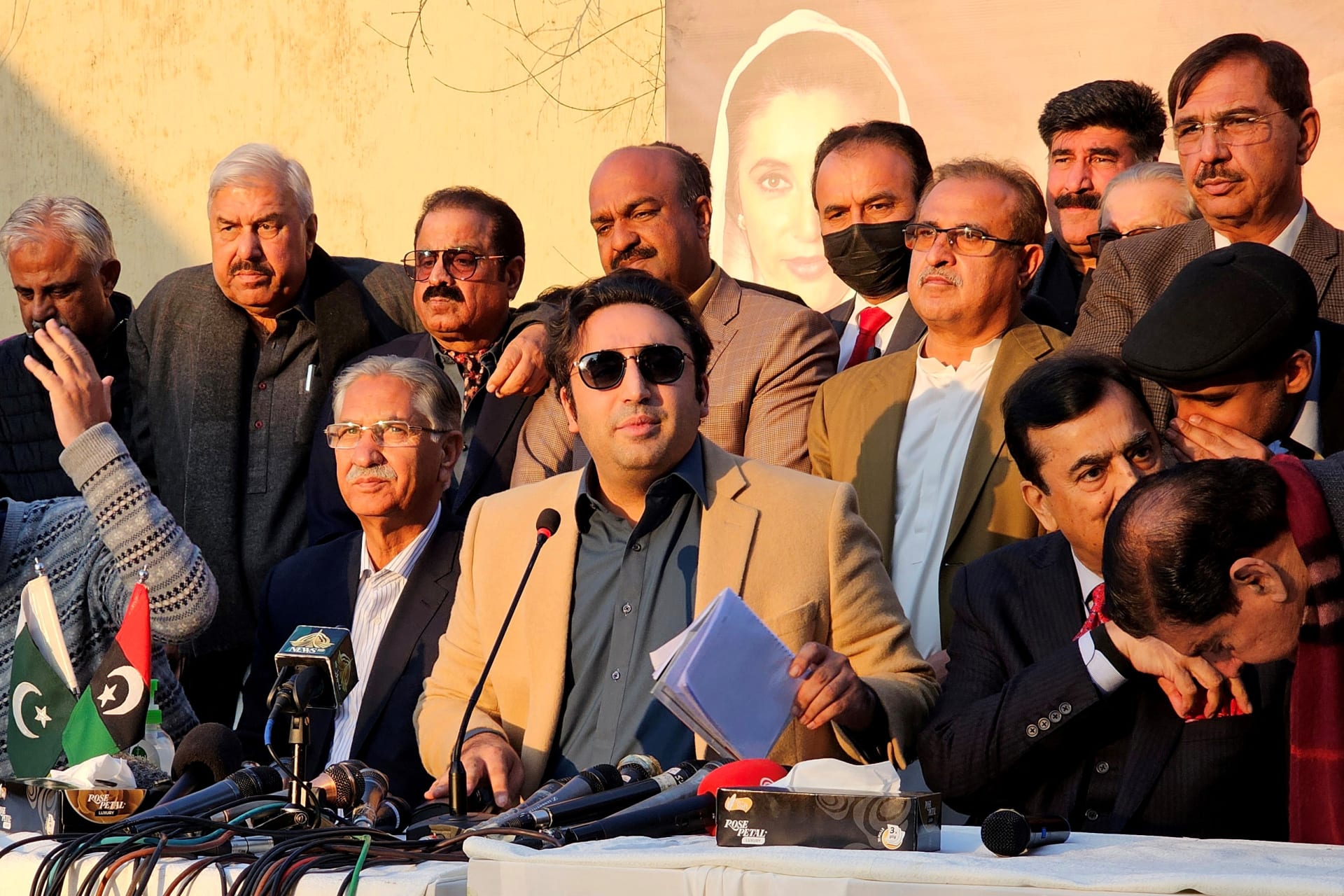 <p>Bilawal Bhutto Zardari, Chairman of the Pakistan Peoples Party (PPP), addresses a press conference in Islamabad, Pakistan, February 13, 2024.</p>
