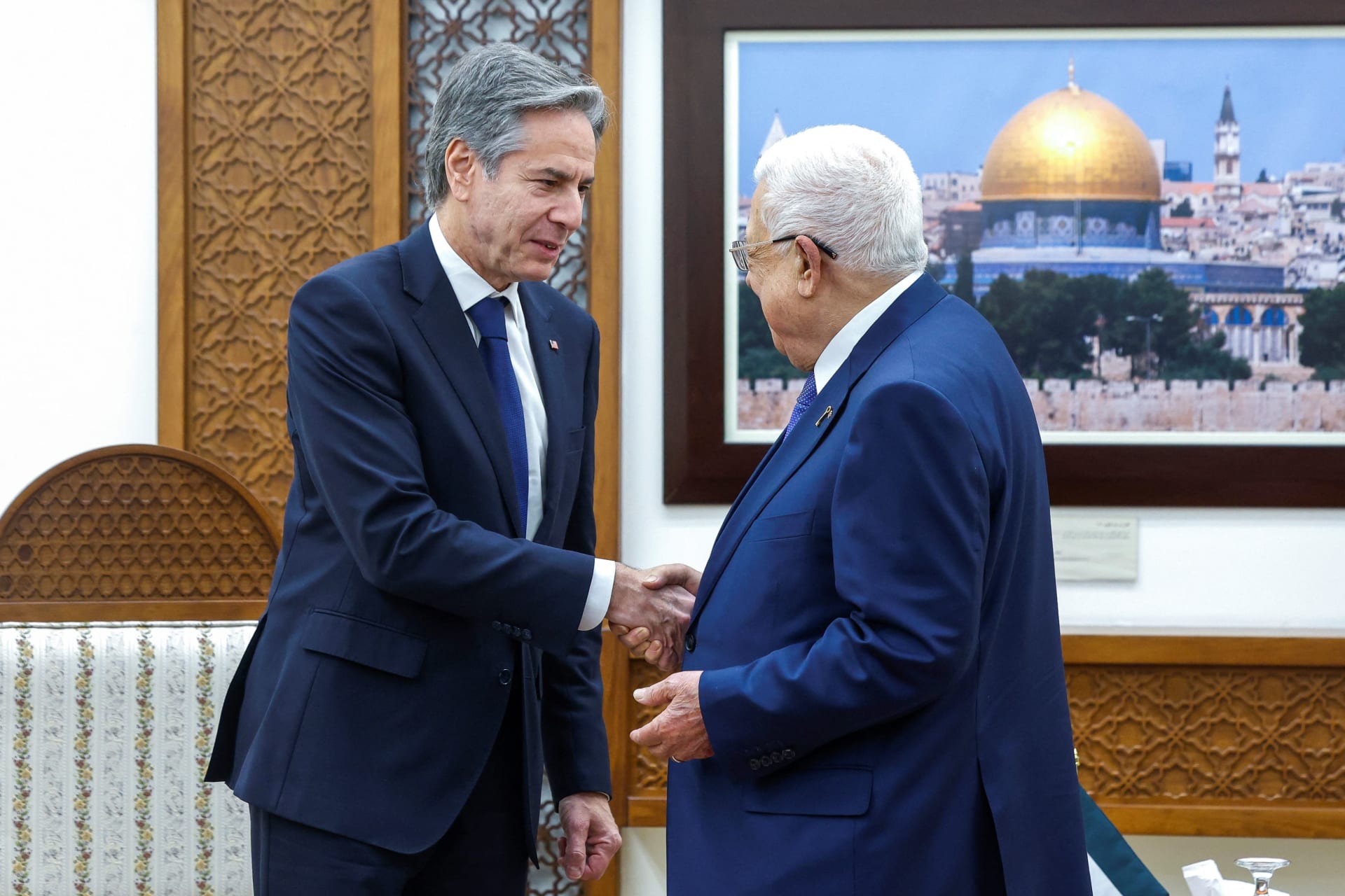 <p>U.S. Secretary of State Antony Blinken and Palestinian Authority President Mahmoud Abbas meeting in Ramallah, West Bank.</p>
