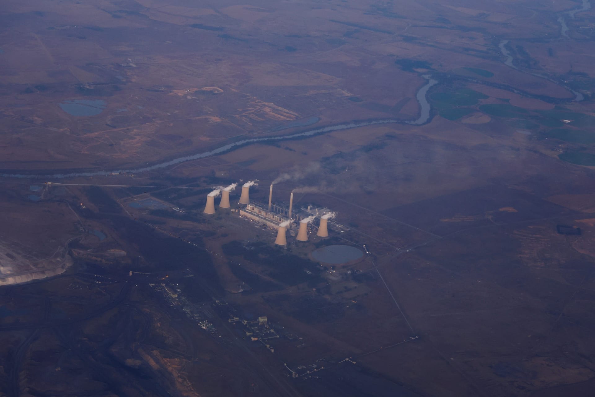 <p>An aerial view of Lethabo power station, a coal-fired power station owned by state power utility Eskom near Sasolburg, in the free State province, South Africa on May 29, 2023.</p>
