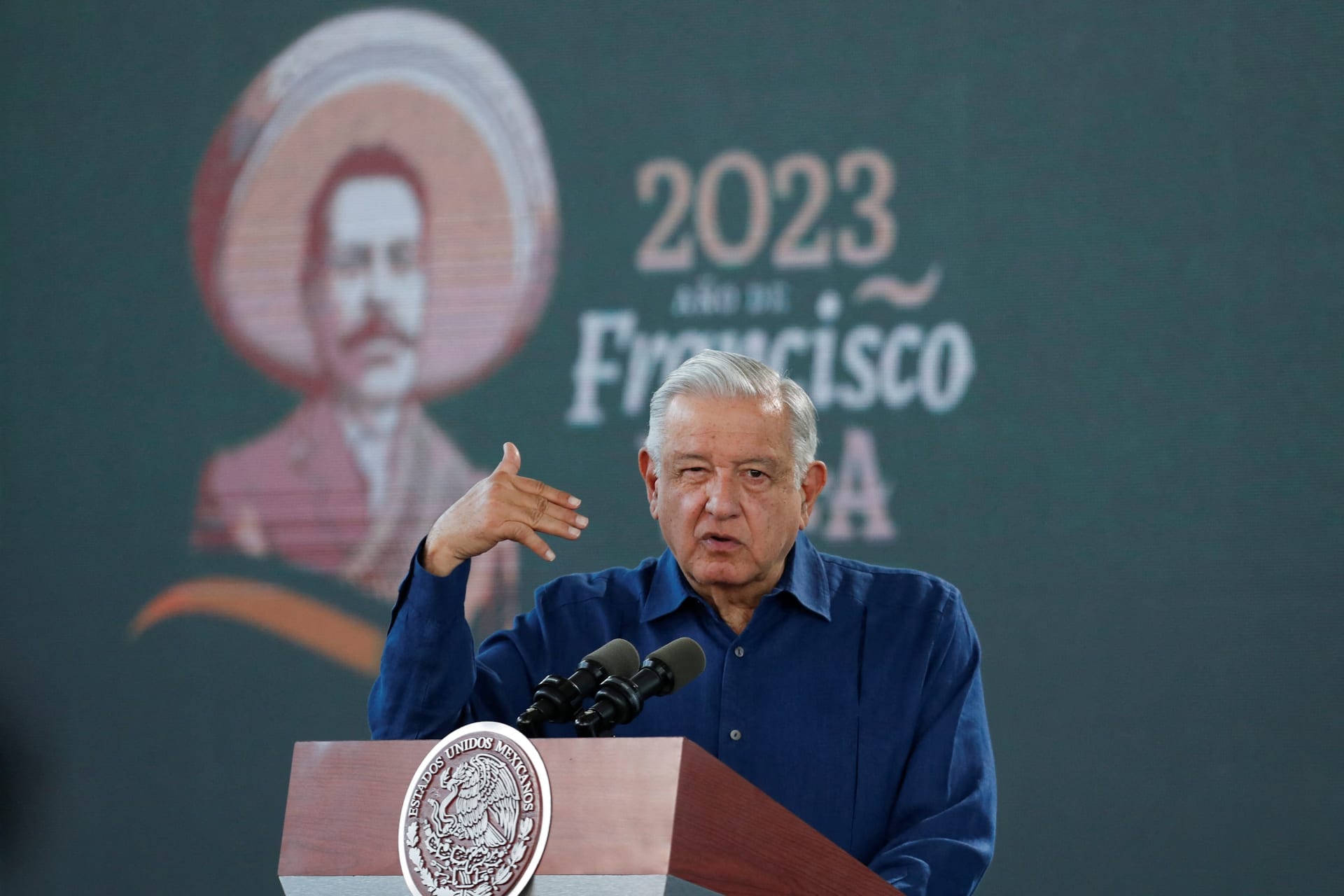 <p>Mexico’s President Andrés Manuel López Obrador speaks during his daily news conference on December 20, 2023.</p>
