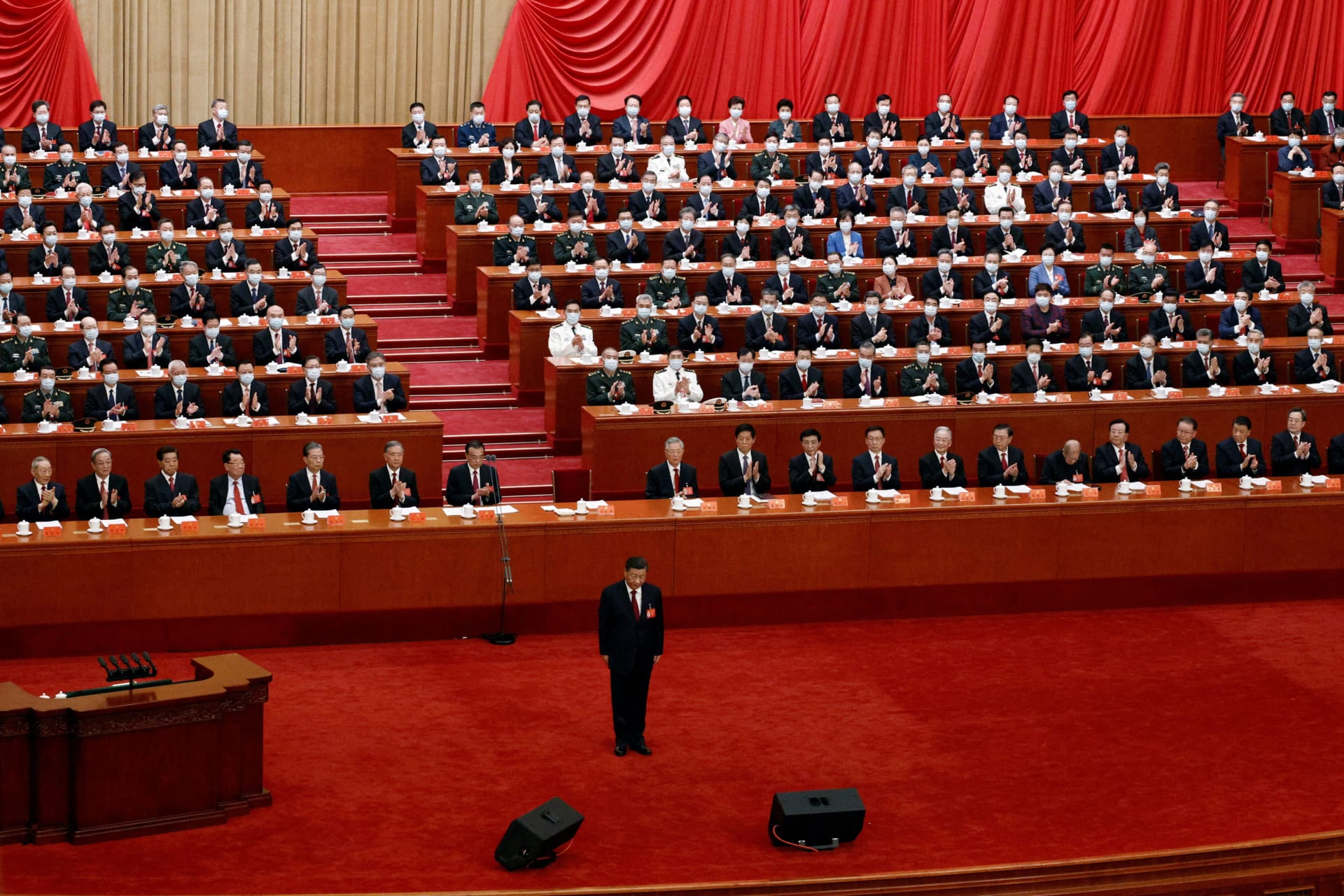 <p>Chinese leader Xi Jinping attends the opening ceremony of the 20th National Congress of the Communist Party of China, at the Great Hall of the People in Beijing, China on October 16, 2022.</p>
