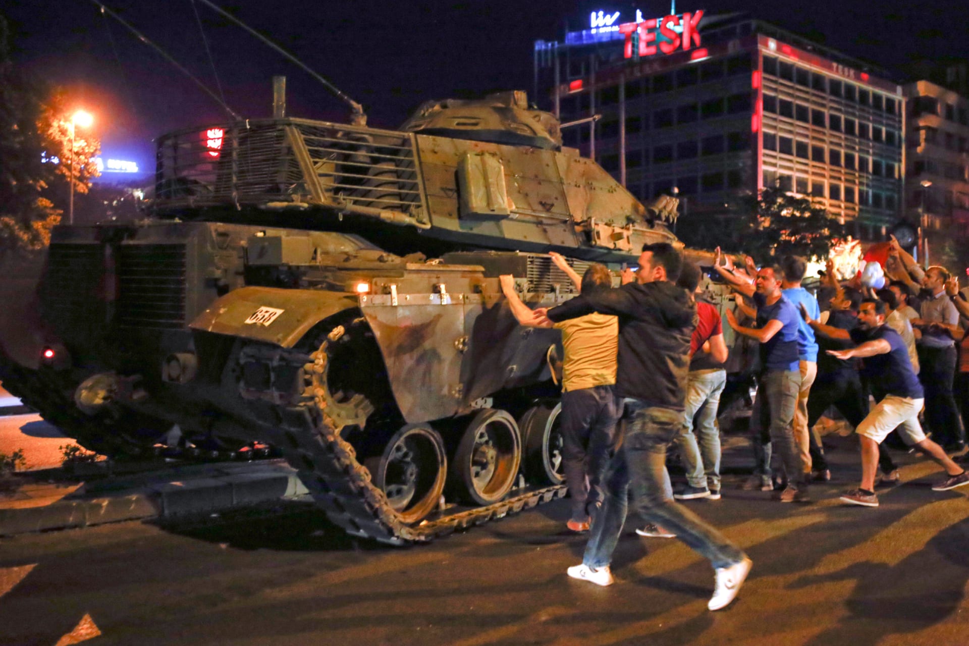 <p>A deserted military tank from the July 2016 failed coup in Ankara, Turkey.</p>