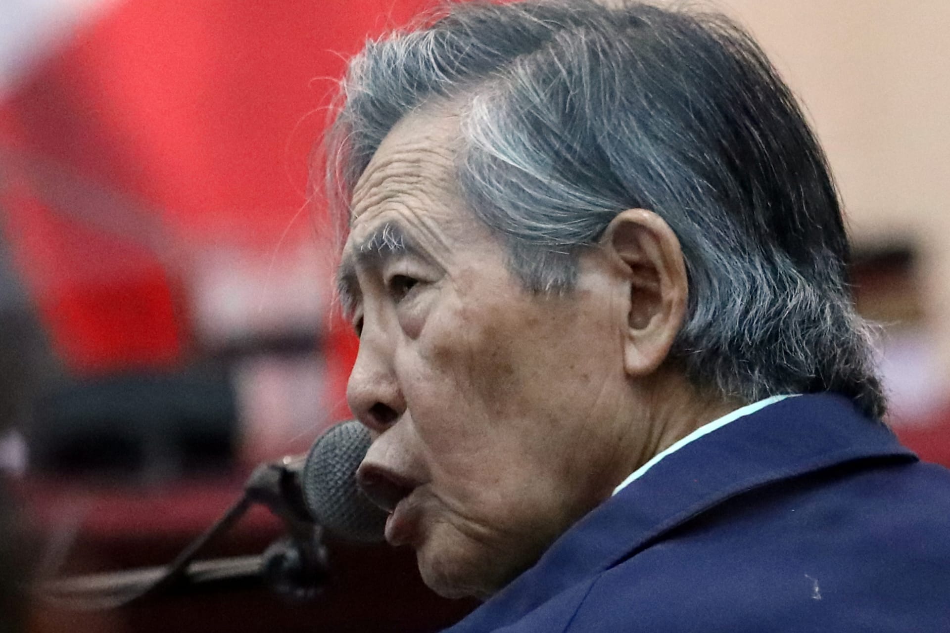 <p>Former Peruvian President Alberto Fujimori attends a trial as a witness at the Callao naval base on March 15, 2018.</p>
