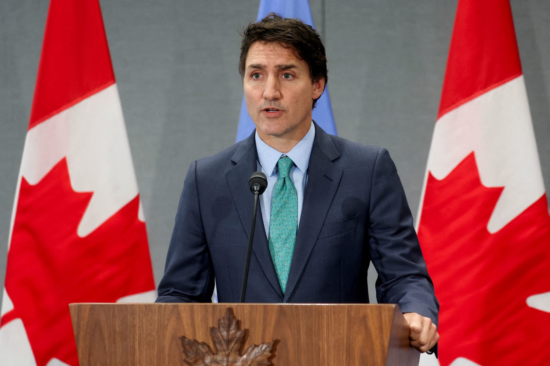 <p>Canadian Prime Minister Justin Trudeau holds a press conference on the sidelines of the UNGA on September 21, 2023, as tensions with India escalate.</p>
