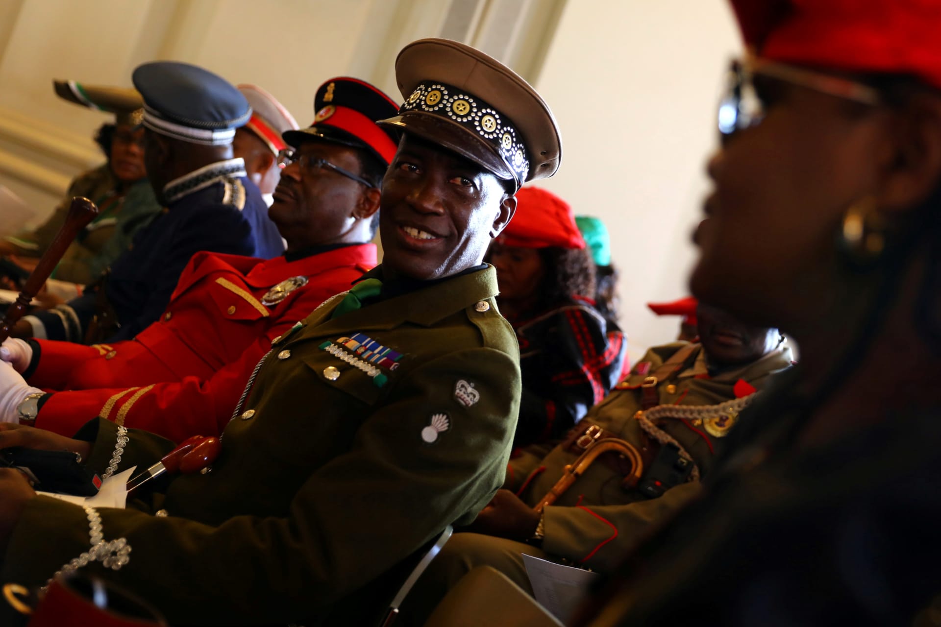 <p>Members of a Namibian delegation attend a ceremony in Berlin to hand back human remains from Germany to Namibia following the 1904 to 1908 genocide against the Herero and Nama.</p>
