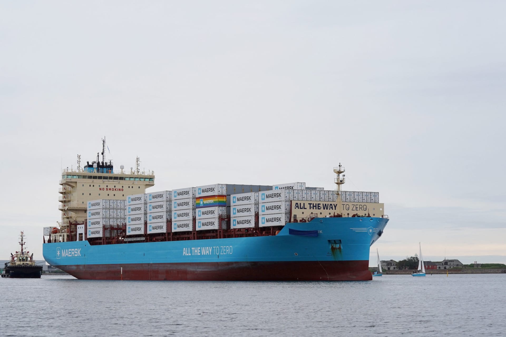 <p>The methanol-fueled container vessel Laura Maersk in Copenhagen, Denmark, September 13, 2023.</p>

