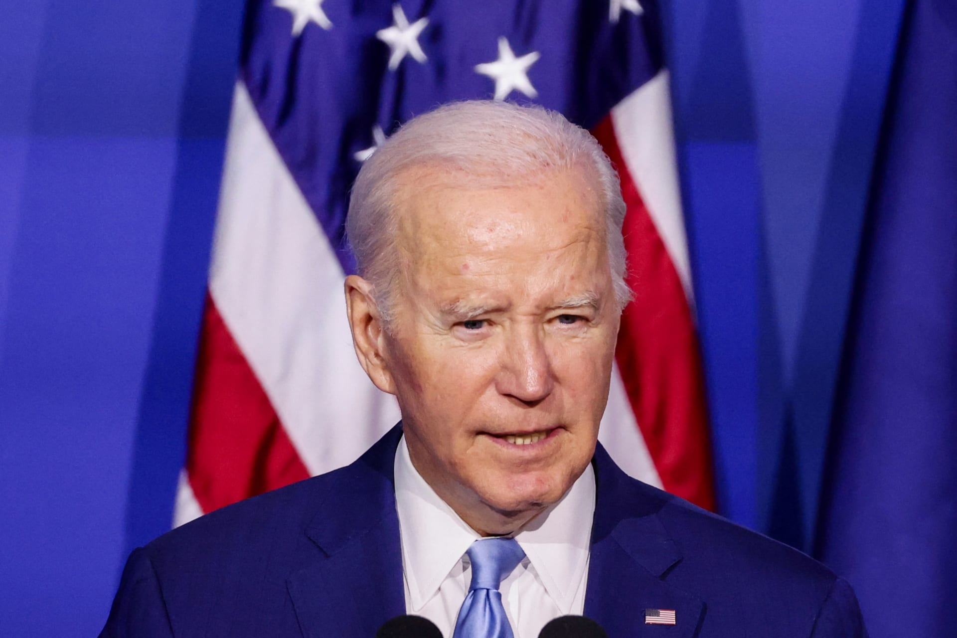 <p>U.S. President Joe Biden delivers remarks during the Indo-Pacific Economic Framework (IPEF) Leaders event at the Asia-Pacific Economic Cooperation (APEC) CEO Summit in San Francisco, California.</p>
