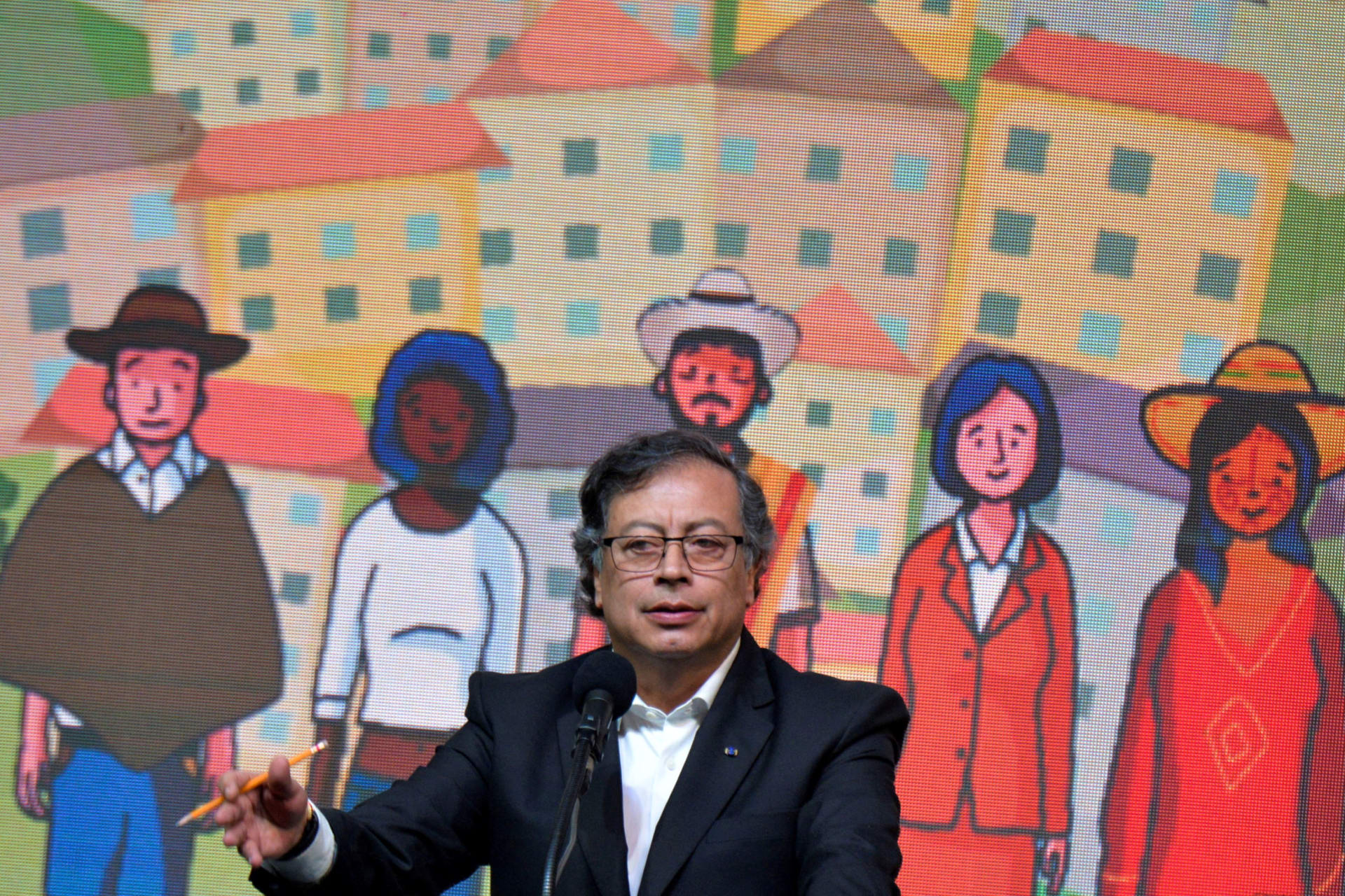 <p>Colombian President Gustavo Petro attends a ceremony to formally begin the ceasefire between the Colombian government and the ELN on August 3, 2023.</p>
