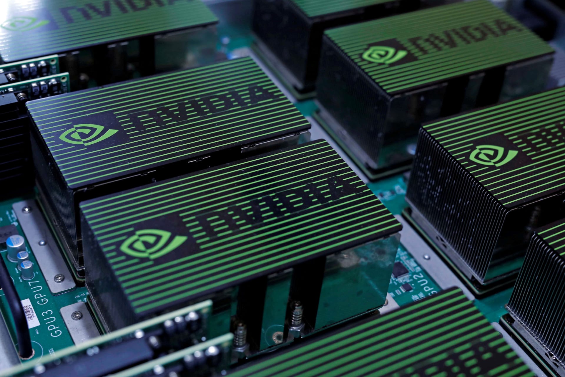 <p>The logo of Nvidia Corporation is seen during the annual Computex computer exhibition in Taipei, Taiwan on May 30, 2017.</p>
