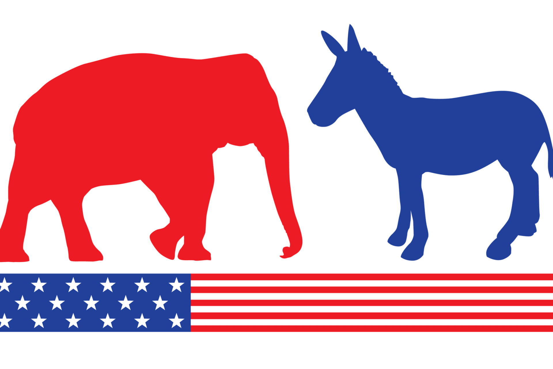 <p>Illustration of Democratic and Republican icons facing each other. </p>
