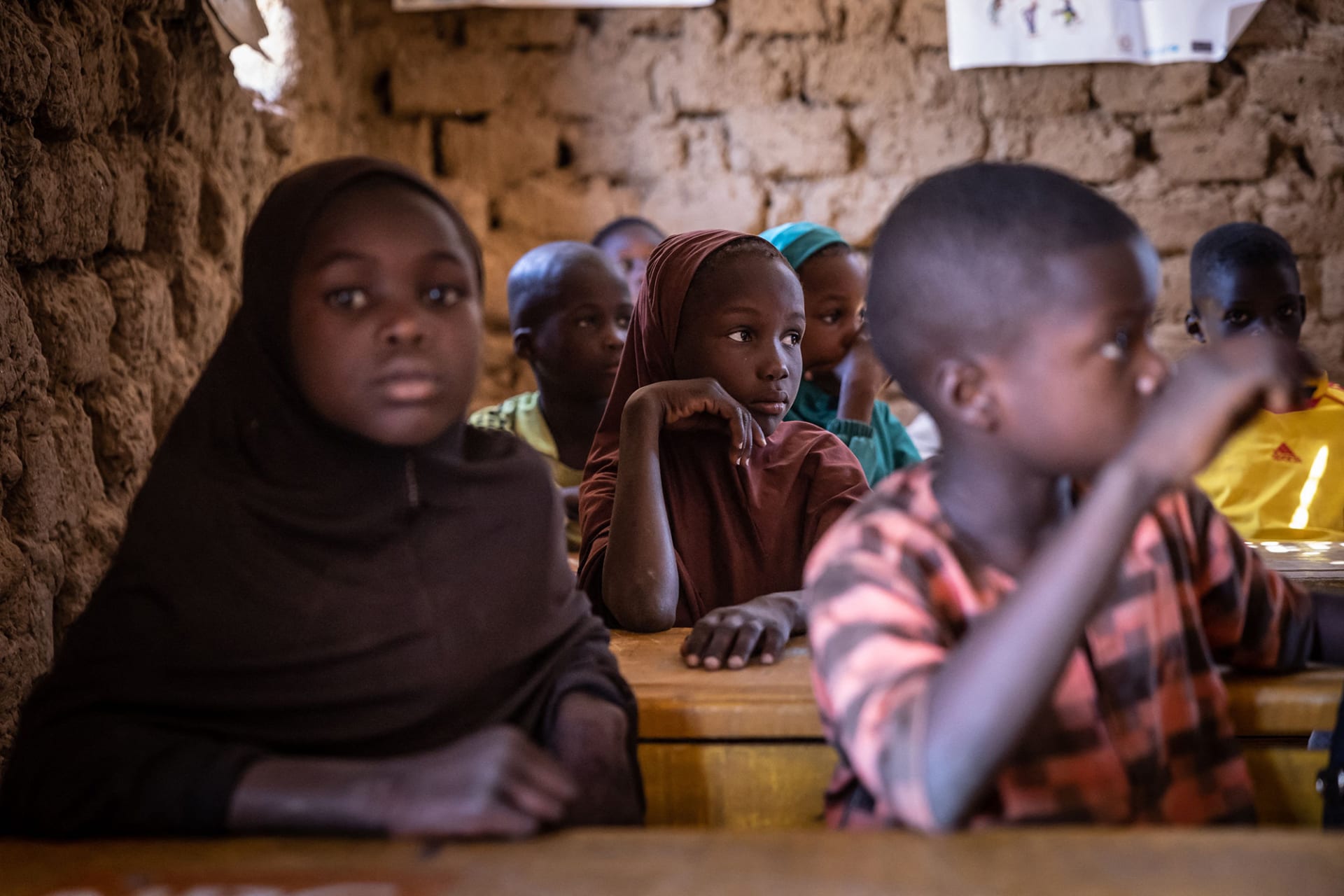 <p>Students attend a lesson at a school in the Tillabéri region of Niger.</p>
