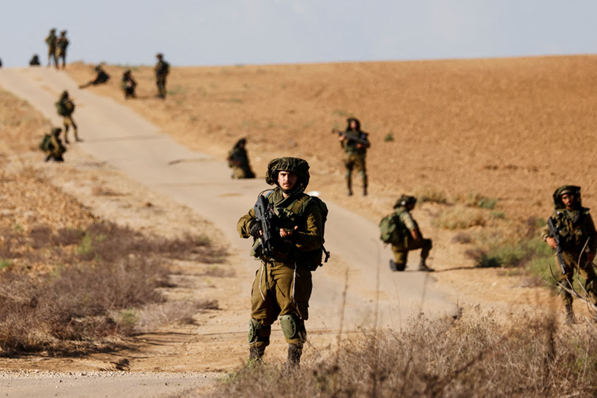 <p>Israeli soldiers patrol an area near Israel’s border with the Gaza Strip.</p>

