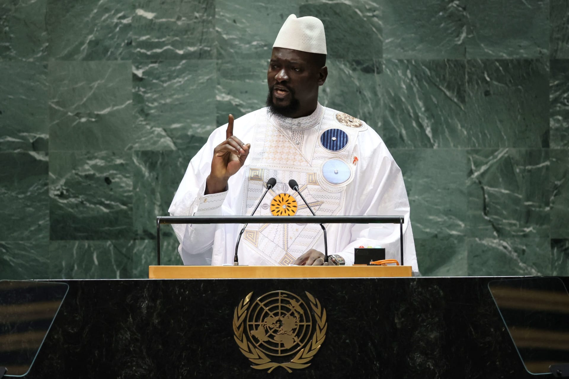 <p>Guinea’s President Mamadi Doumbouya addresses the 78th session of the UN General Assembly in New York City, on September 21, 2023.</p>
