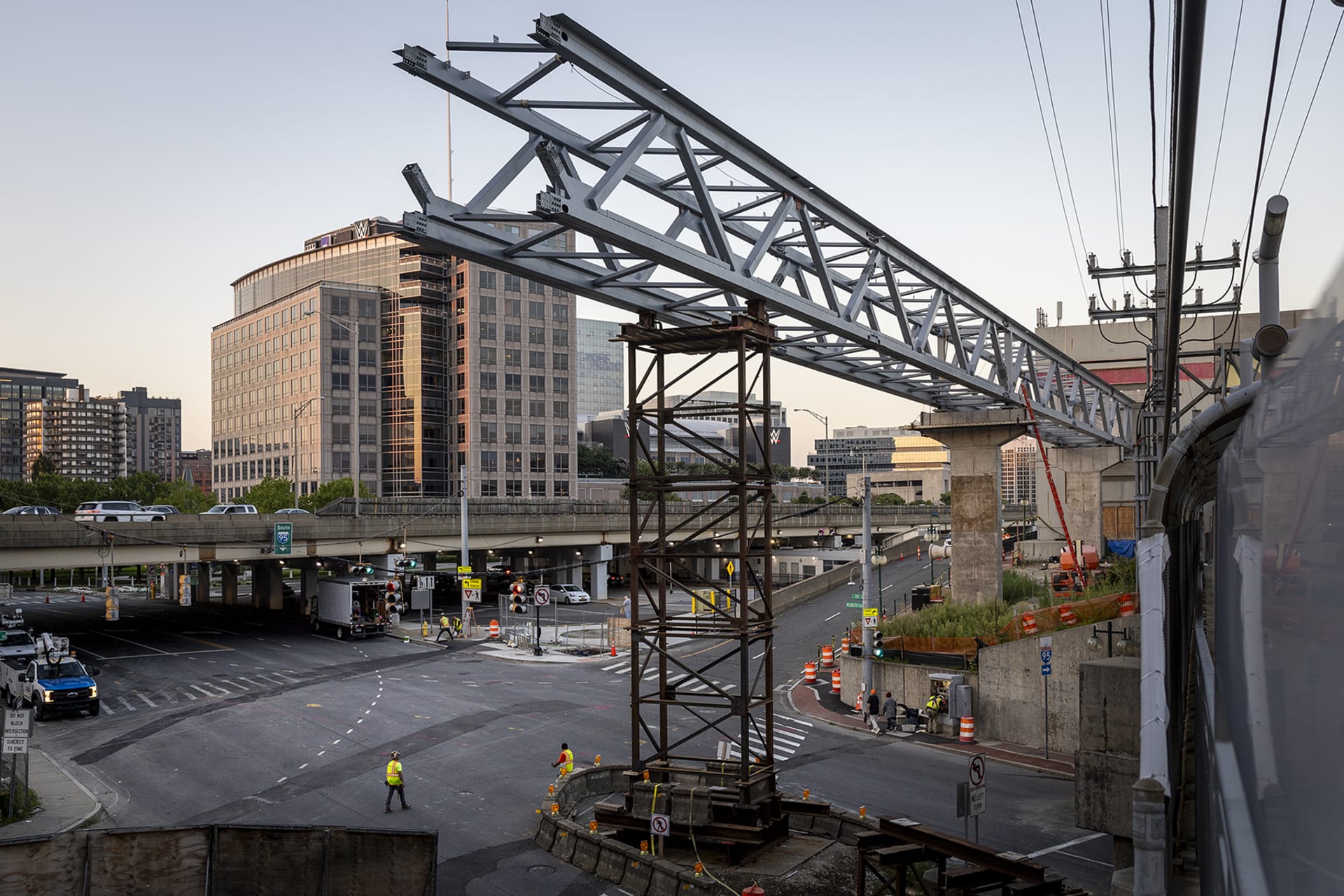 <p>Construction of a federally funded bridge in Stamford, Connecticut.</p>
