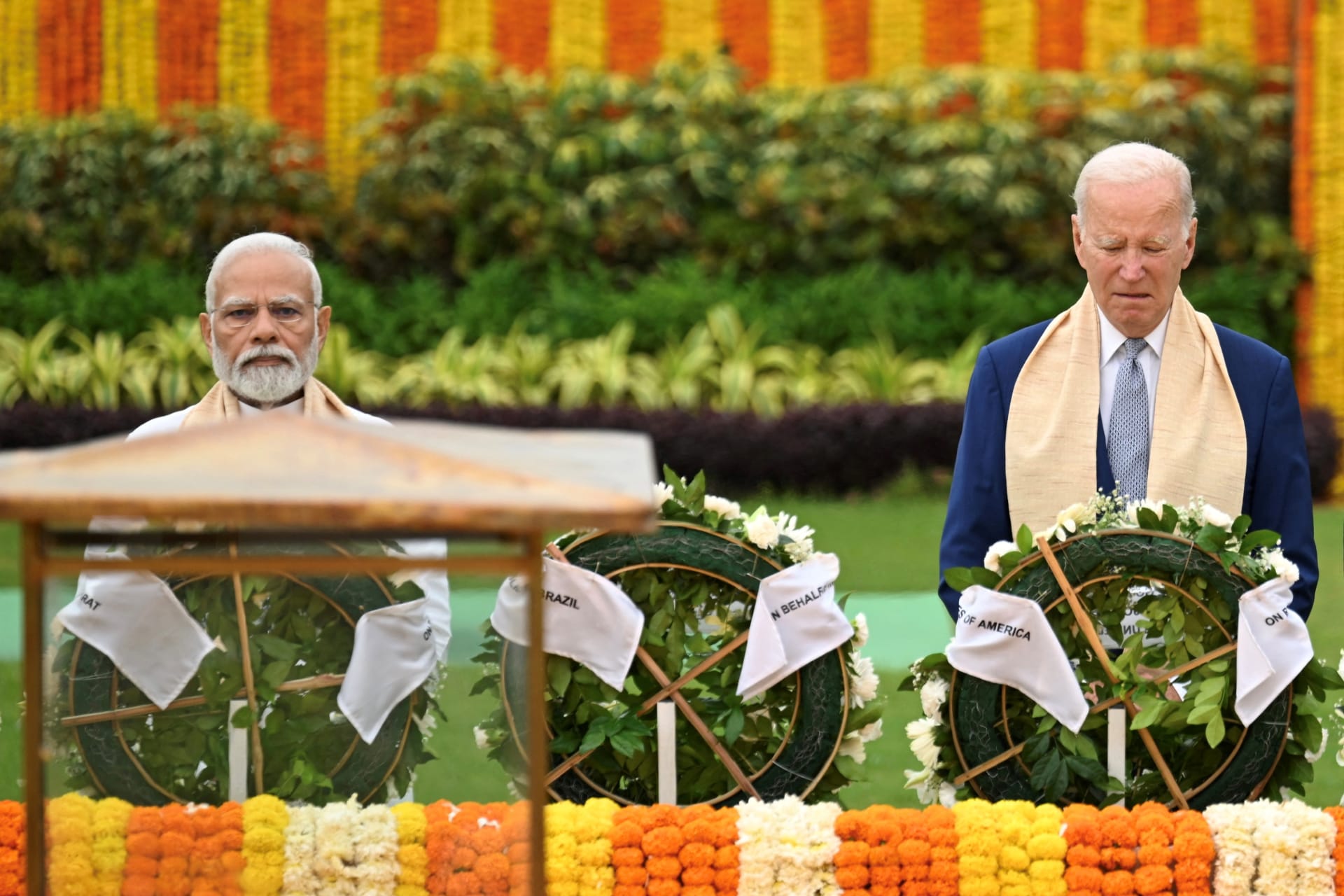 <p>U.S. President Joe Biden visits the Raj Ghat memorial with Prime Minister of India Narendra Modi and other G20 leaders.</p>
