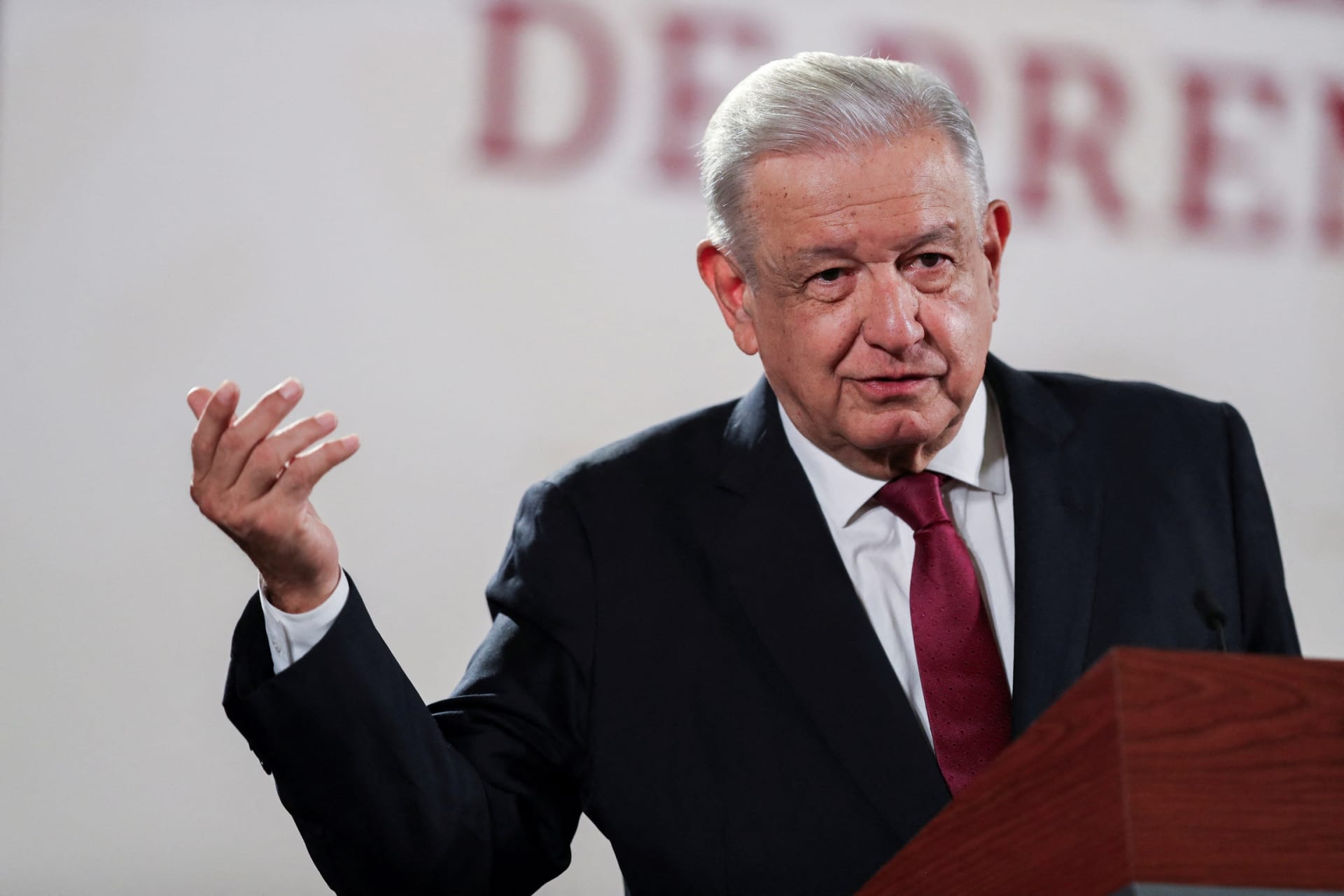 <p>Mexico’s President Andrés Manuel López Obrador holds one of his daily news conferences on September 7, 2023.</p>
