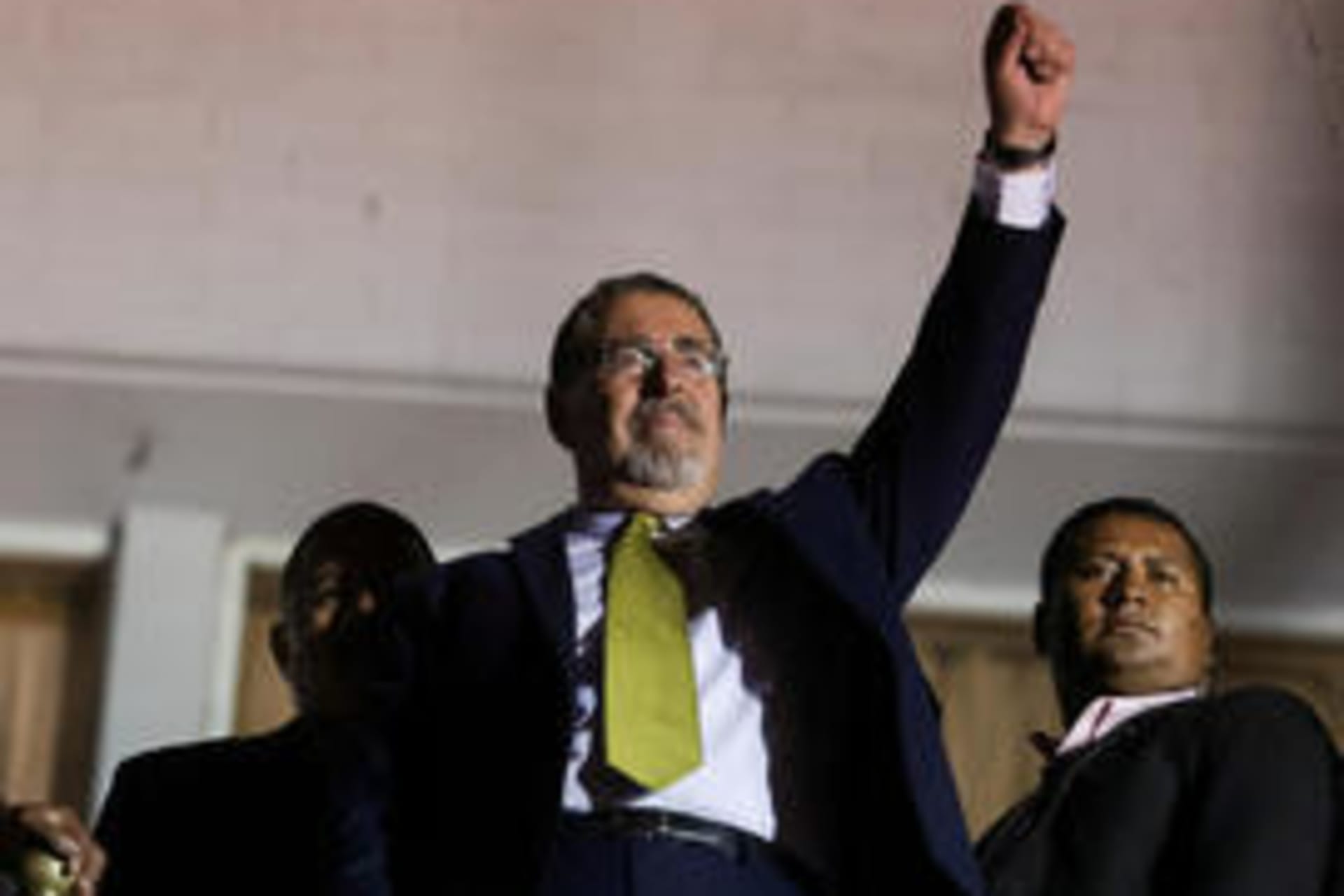 <p>Arévalo greets supporters after win in Guatemala’s presidential run-off election.</p>
